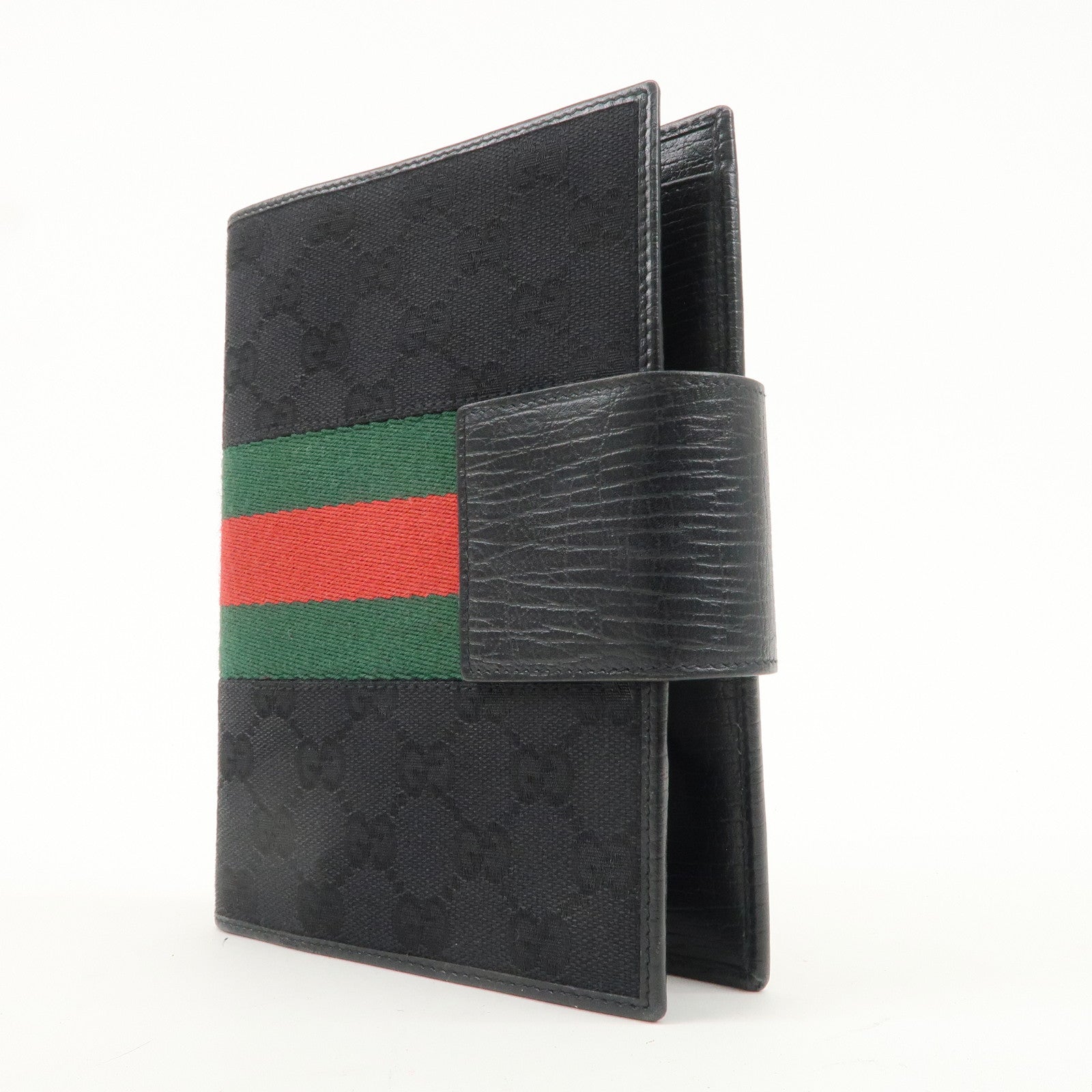 GUCCI Sherry GG Canvas Leather Notebook Cover Planner Cover 115241