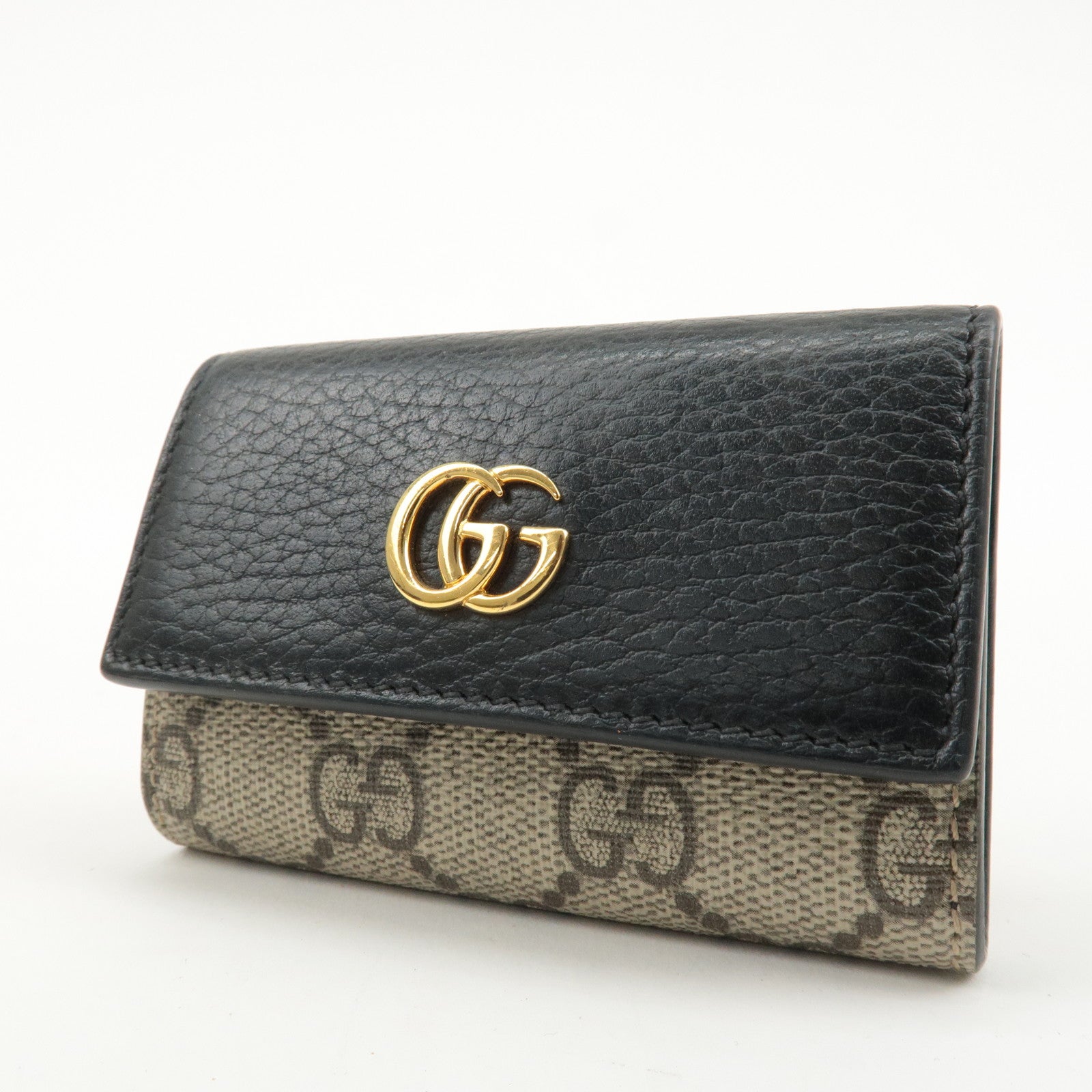 GUCCI GG Marmont Leather GG Supreme 6 Key Case Black 456118