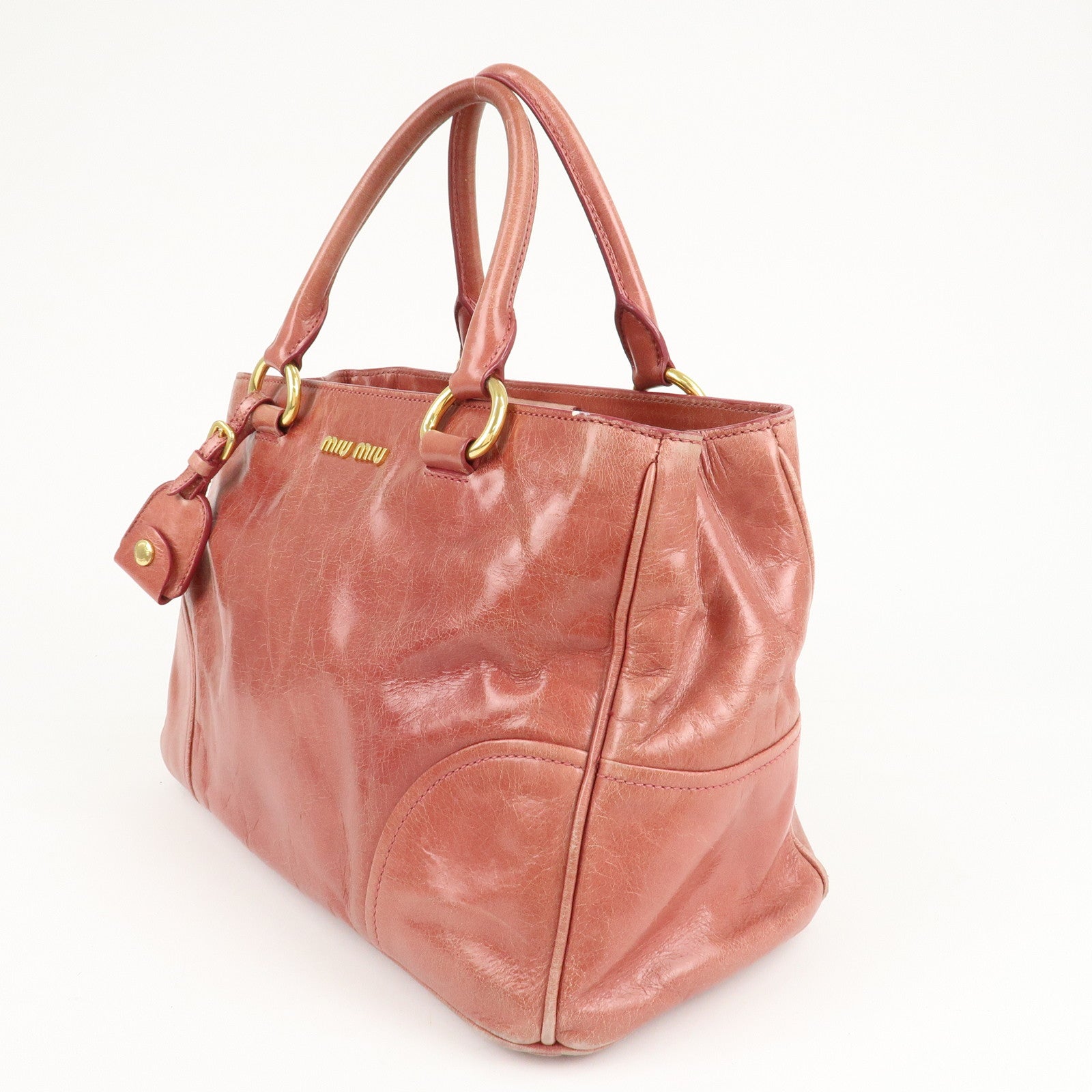 MIU MIU Leather 2 Way Bag Hand Bag Shoulder Bag Pink