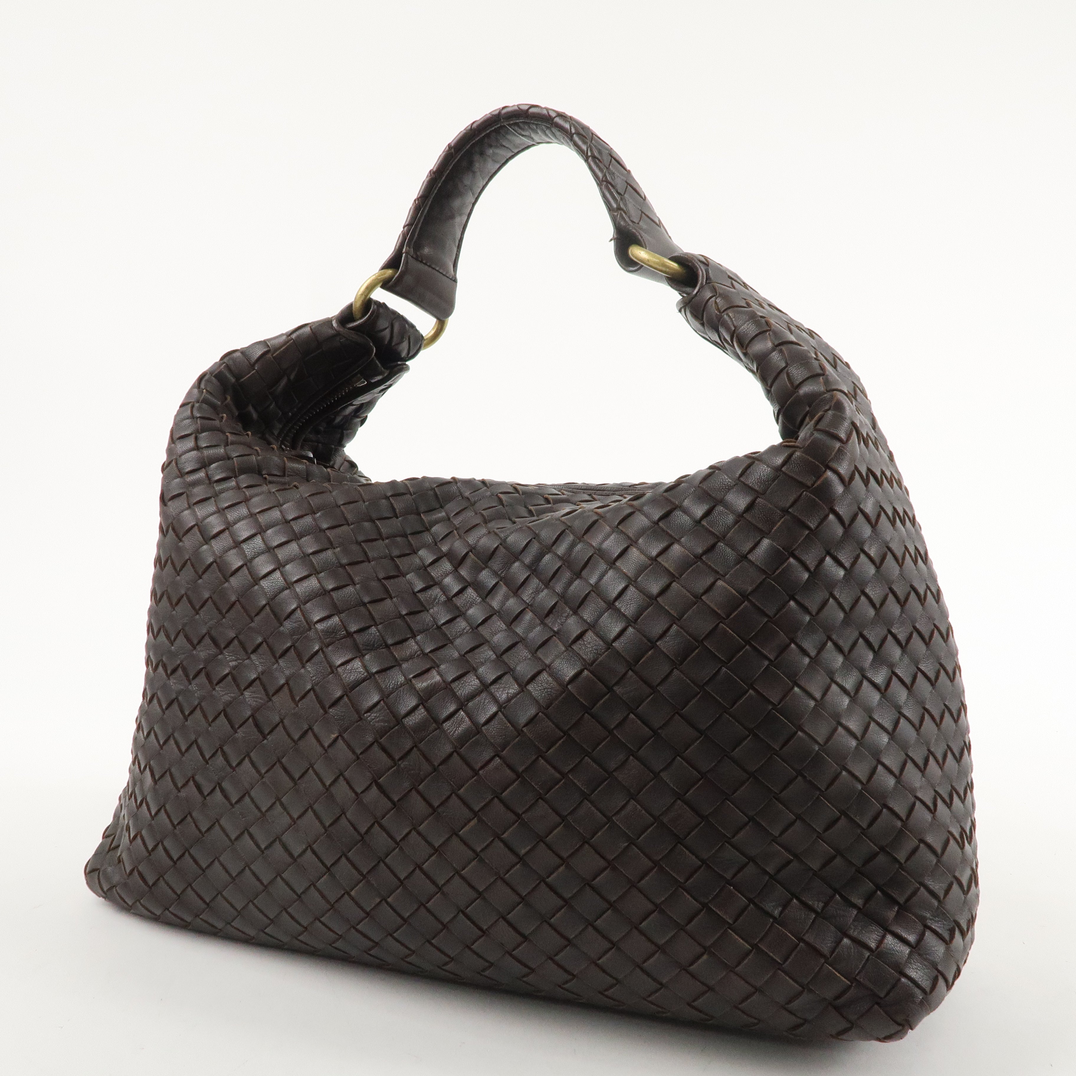 BOTTEGA VENETA Intrecciato Leather Shoulder Bag Brown 181347