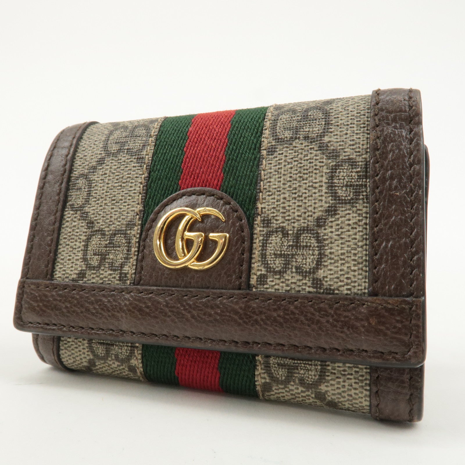 GUCCI Ophidia GG Supreme Leather Folded Wallet Beige Brown 644334