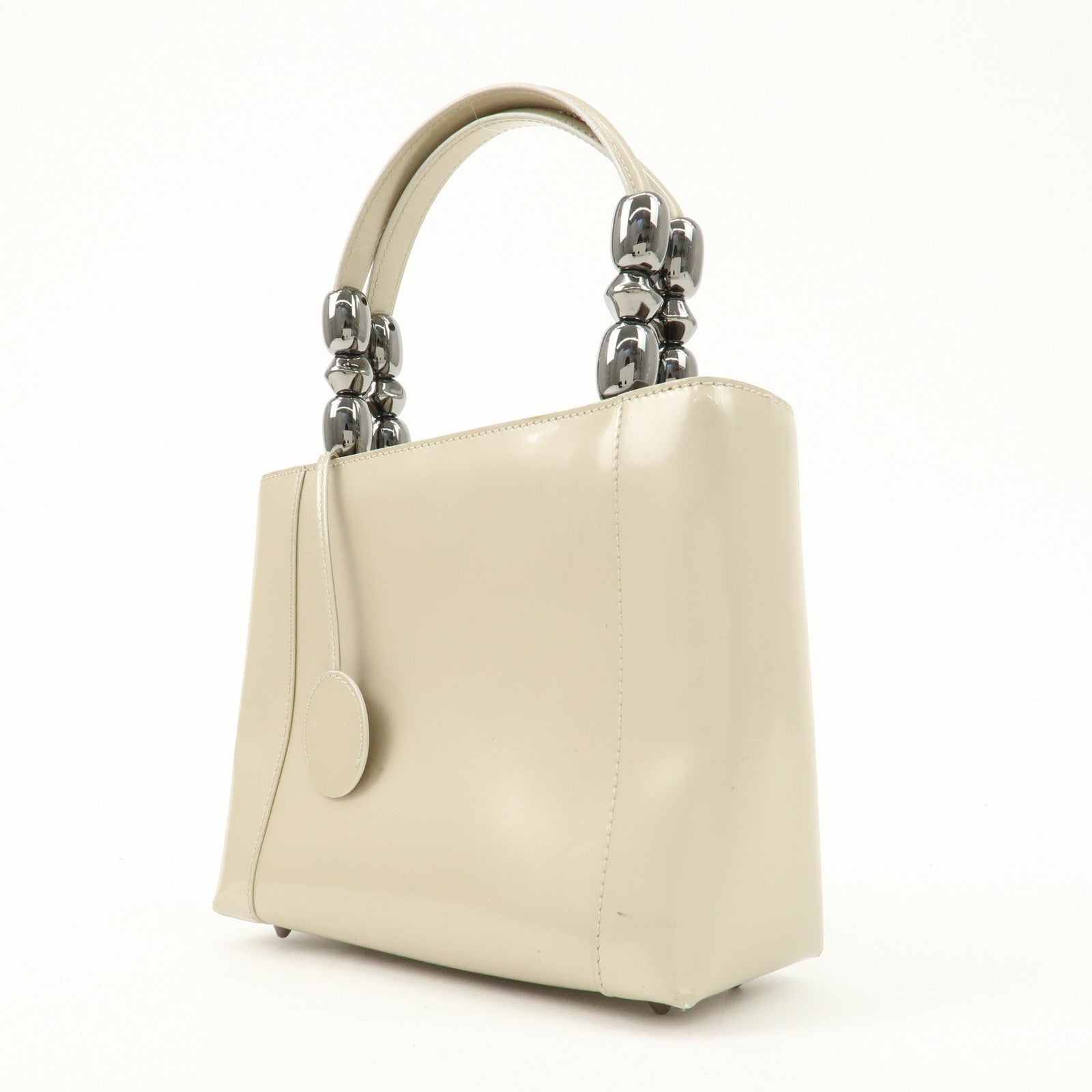 Christian Dior Maris Pearl Patent Leather Mini Tote Bag Ivory