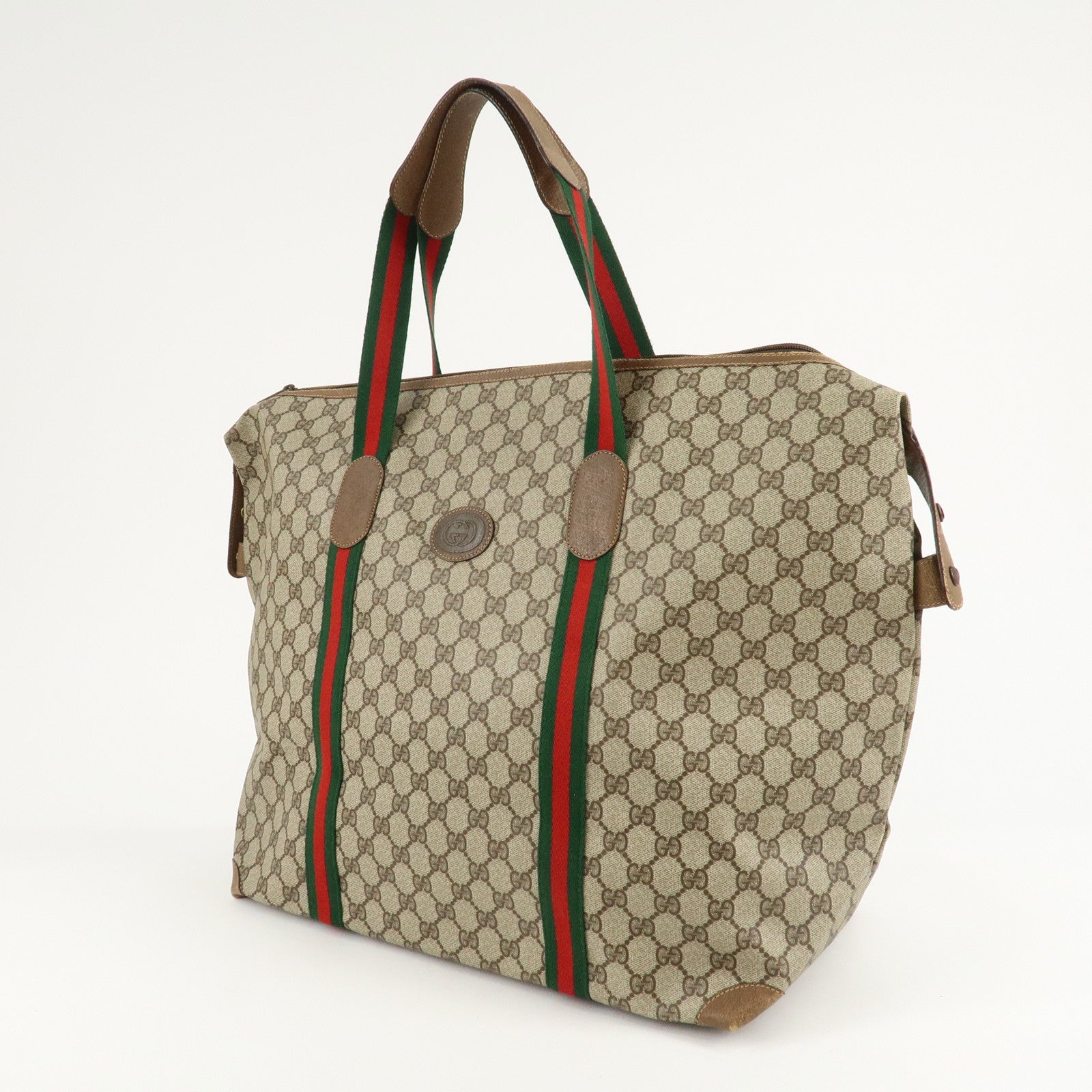 GUCCI Old GUCCI Sherry GG Plus Leather Tote Bag Beige 89.19.012