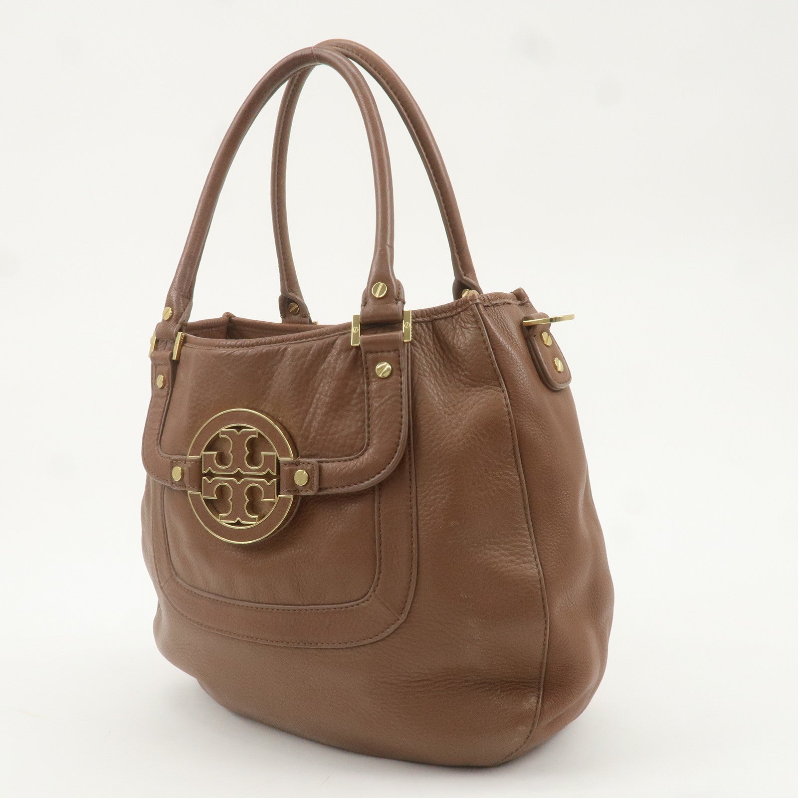 Tory Burch Leather Tote Bag Hand Bag Sholder Bag Brown