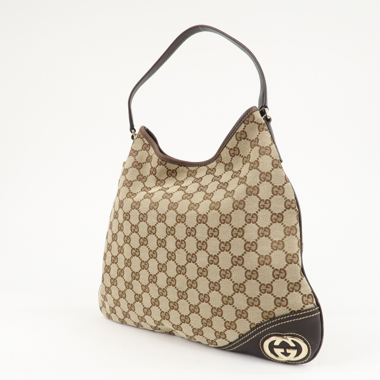 GUCCI Interlocking G GG Canvas Leather Shoulder Bag 169947