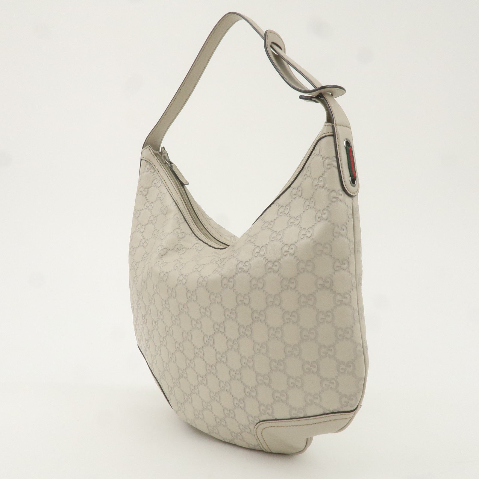 GUCCI Guccissima Sherry Leather One-Shoulder Bag Light Gray 293596