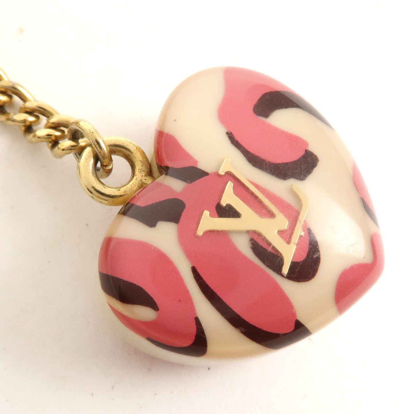 Louis Vuitton Porte Cles Leopard Bag Charm Blanc Corail M66263