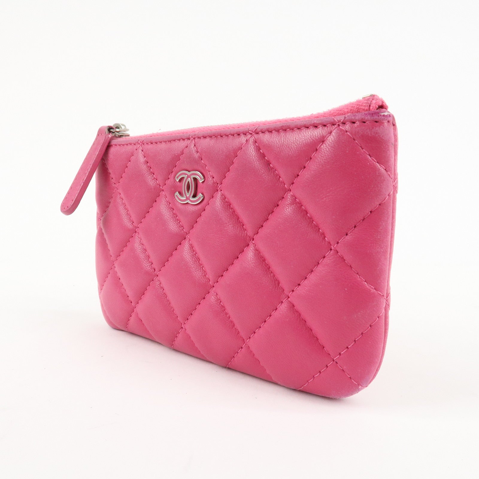 CHANEL Matelasse Lamb Skin Coco Mark Pouch Pink AP4020