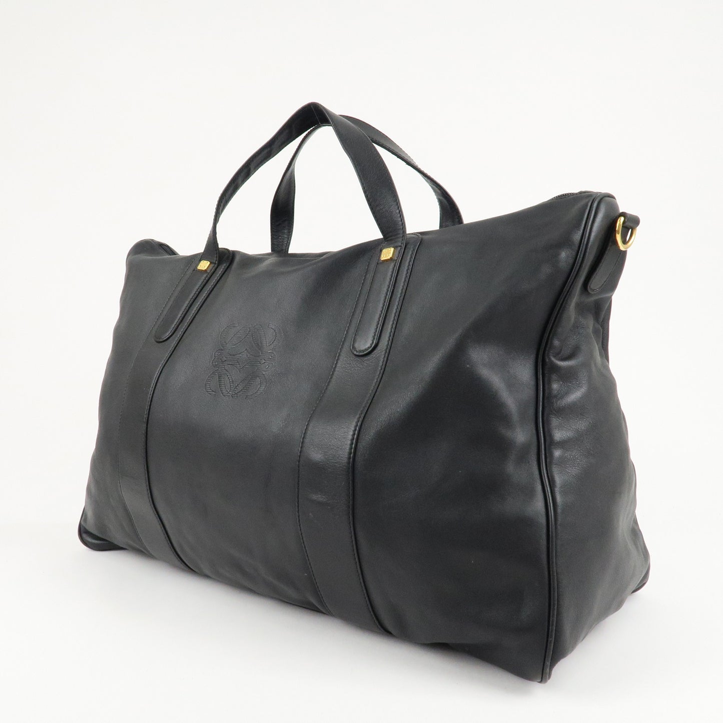 LOEWE Anagram Leather Boston Bag Shoulder Bag Hand Bag Black