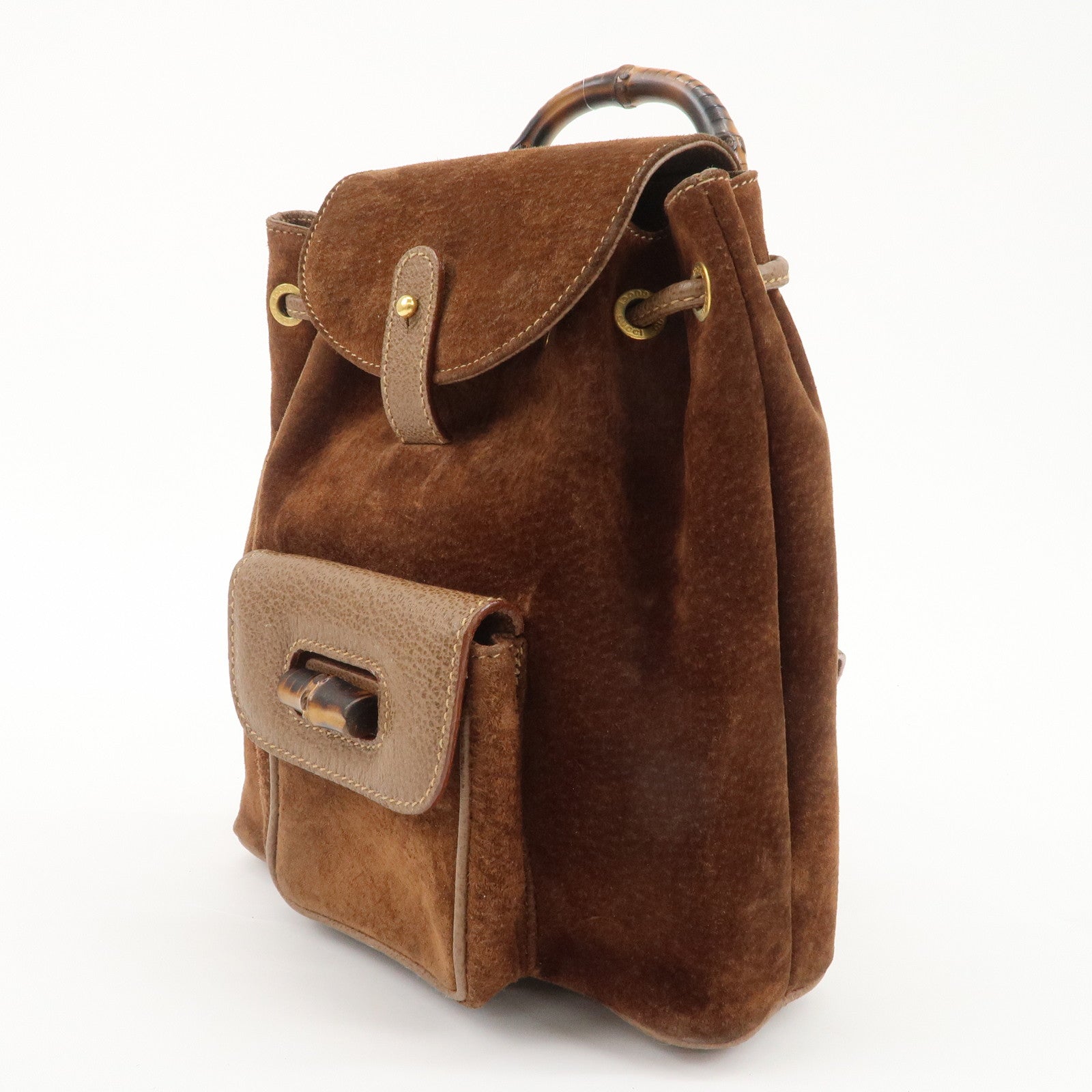 GUCCI Bamboo Suede Leather Mini Back Pack 003.1705.0030 Brown