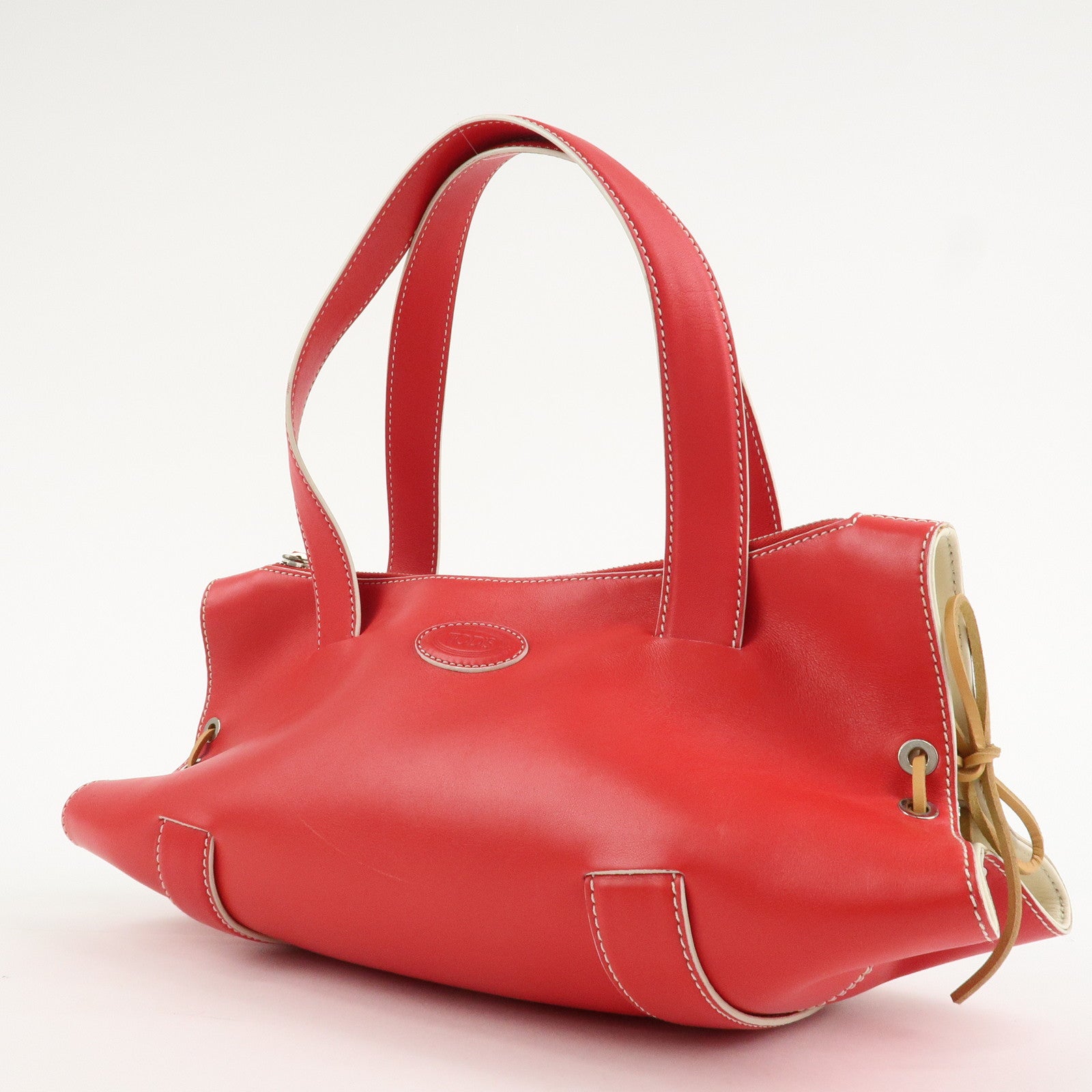 TOD'S Leather Hand Bag Shoulder Bag Red Used