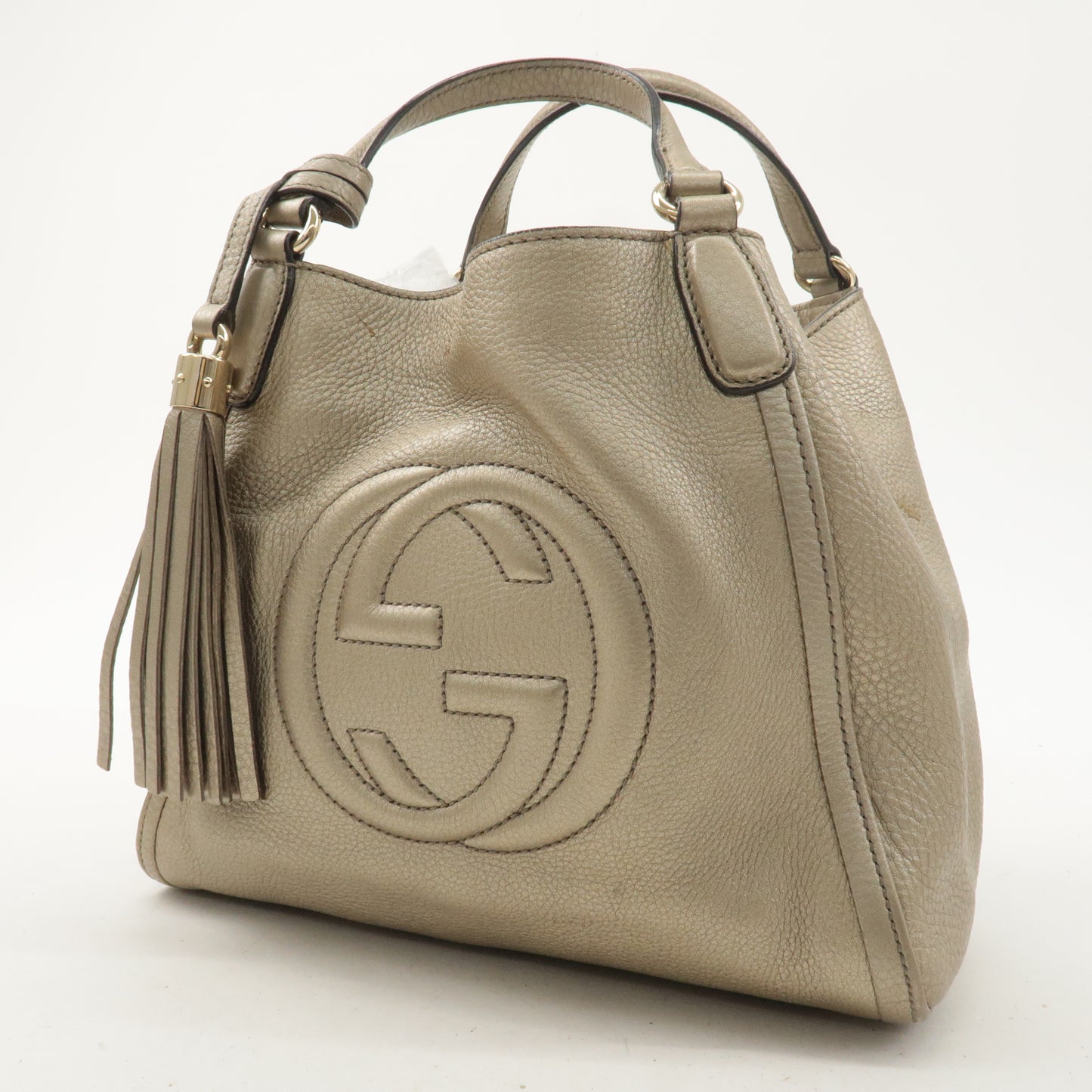 GUCCI SOHO Leather 2Way Bag Hand Bag Shoulder Bag Gold 336751