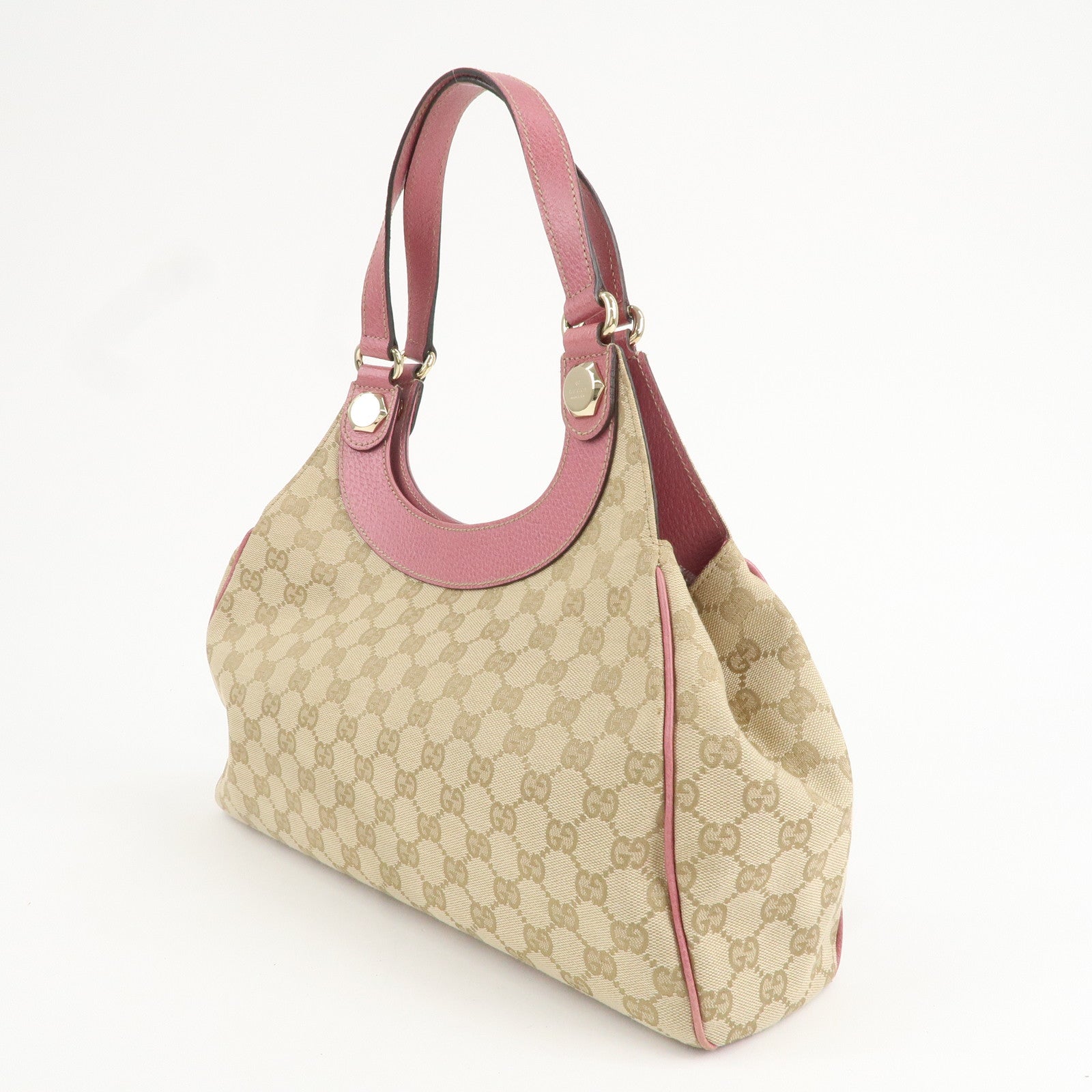 GUCCI GG Canvas Leather Shoulder Bag Hand Bag Pink 154982