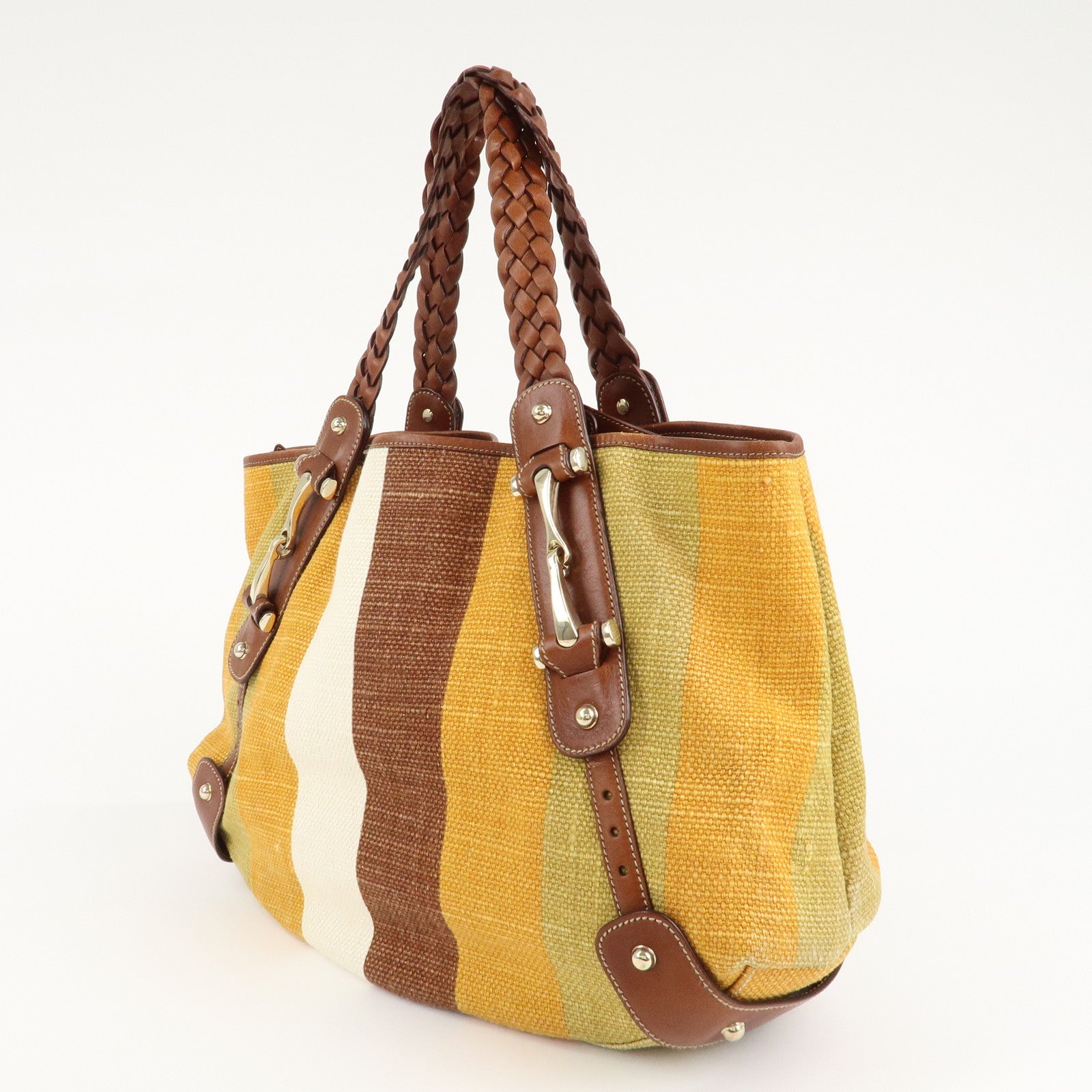 GUCCI Horsebit Canvas Leather Hand Bag Tote Bag 137621 Used