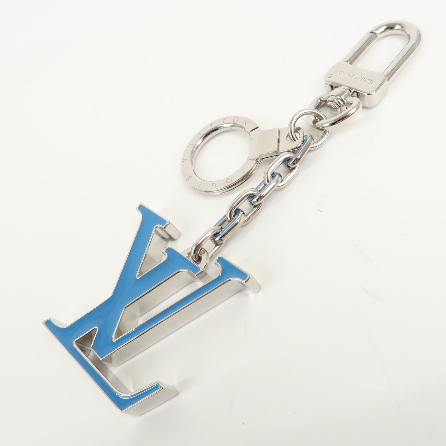 Louis Vuitton Porto Cles Neo LV Soft Key Chain Blue Silver M69303