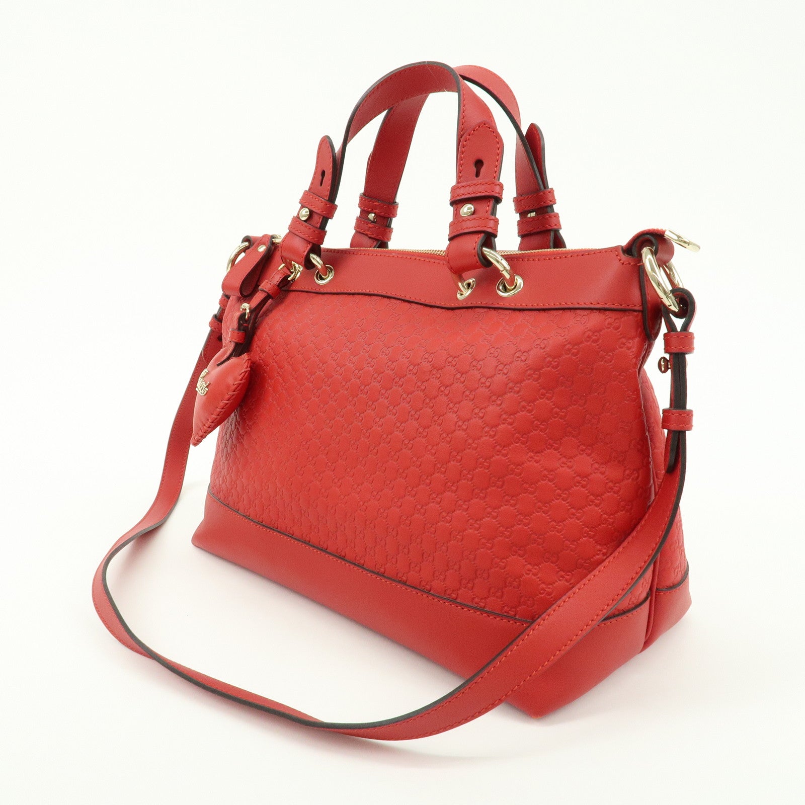 GUCCI Micro Guccissima Leather 2WAY Tote Shoulder Bag Valentine Red