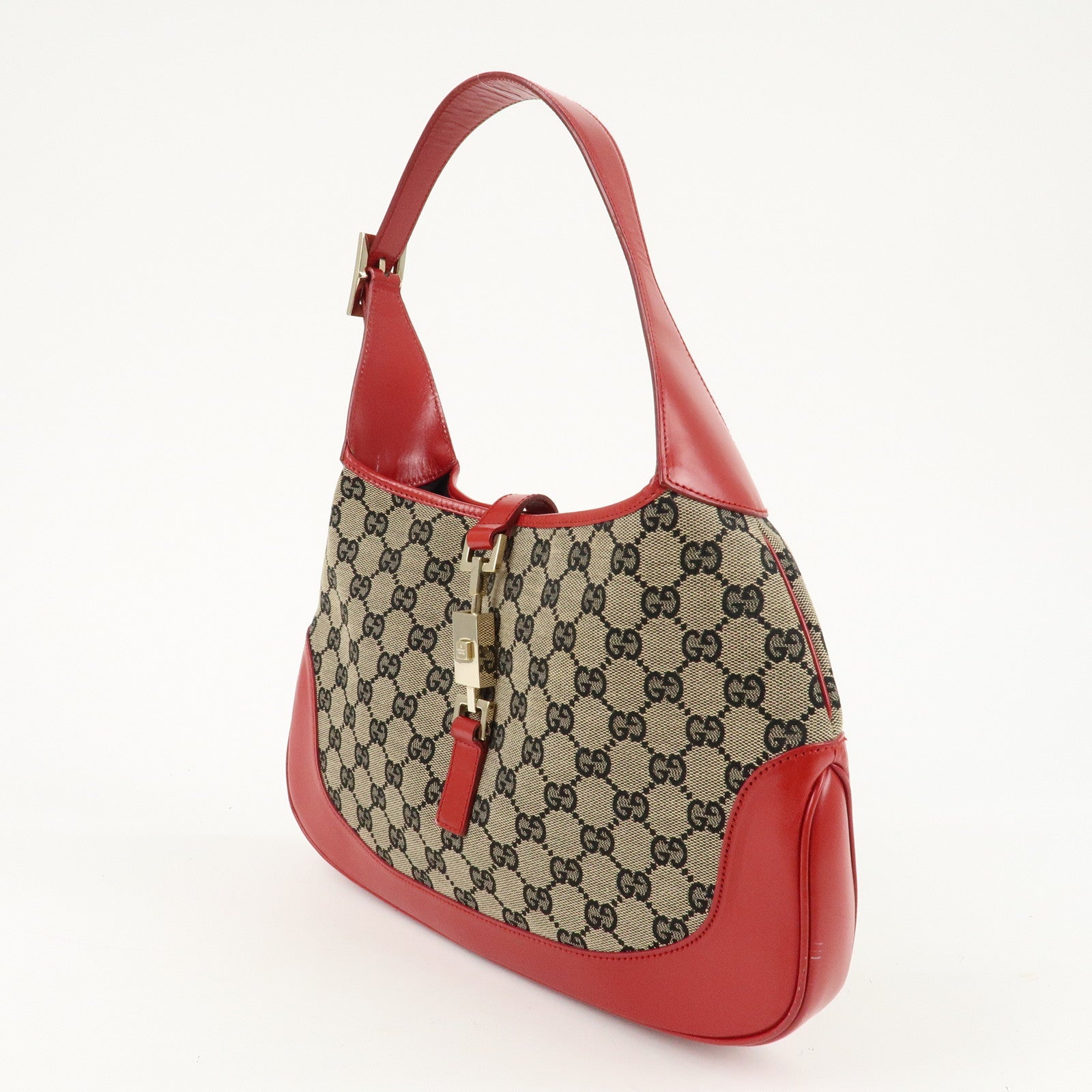 GUCCI Jackie GG Canvas Leather Shoulder Bag Hand Bag 001.3306