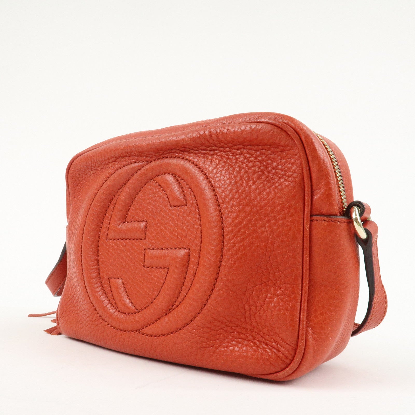 GUCCI SOHO Small Disco Leather Shoulder Bag Orange 308364 Used