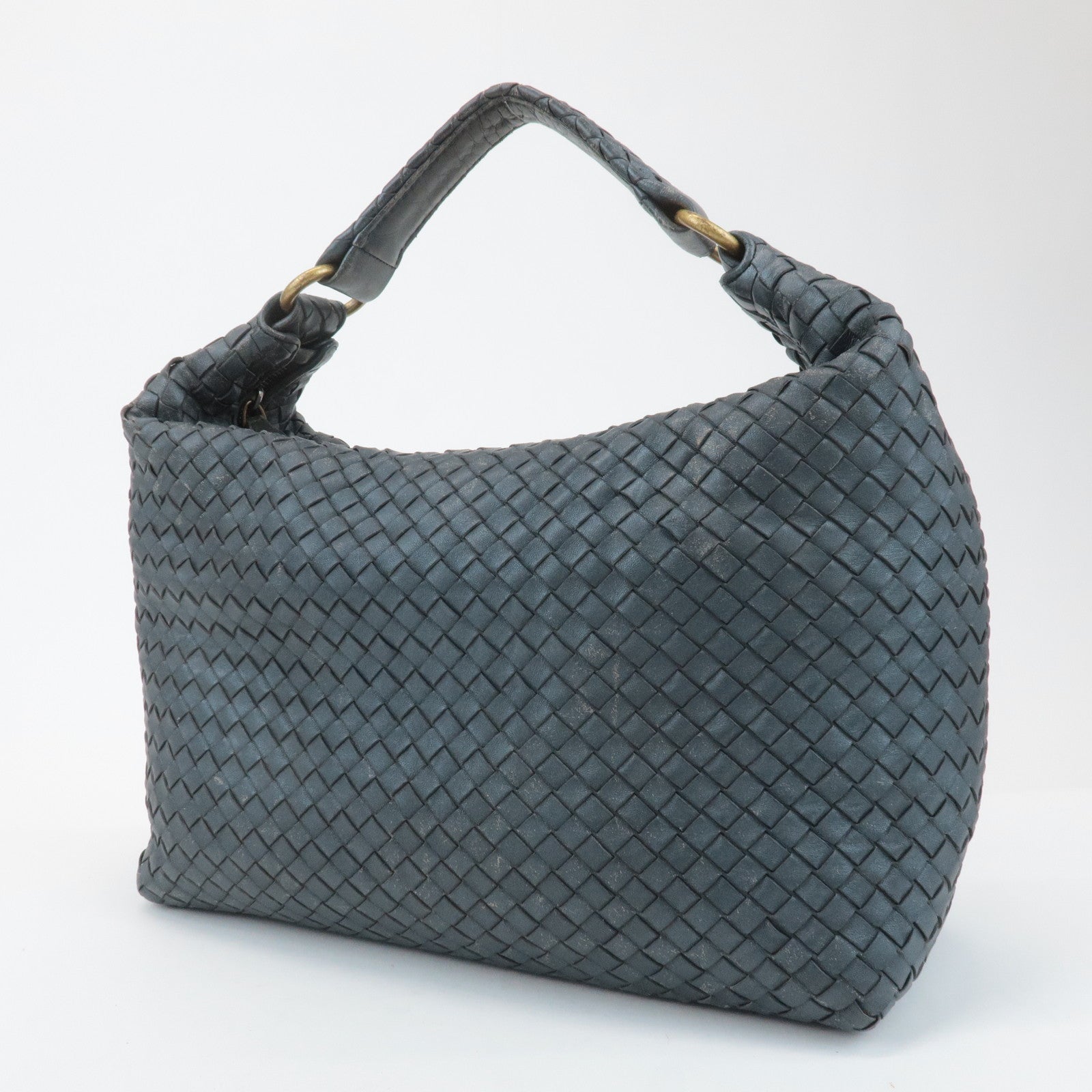 BOTTEGA VENETA Intrecciato Leather Shoulder Bag Gray 181347