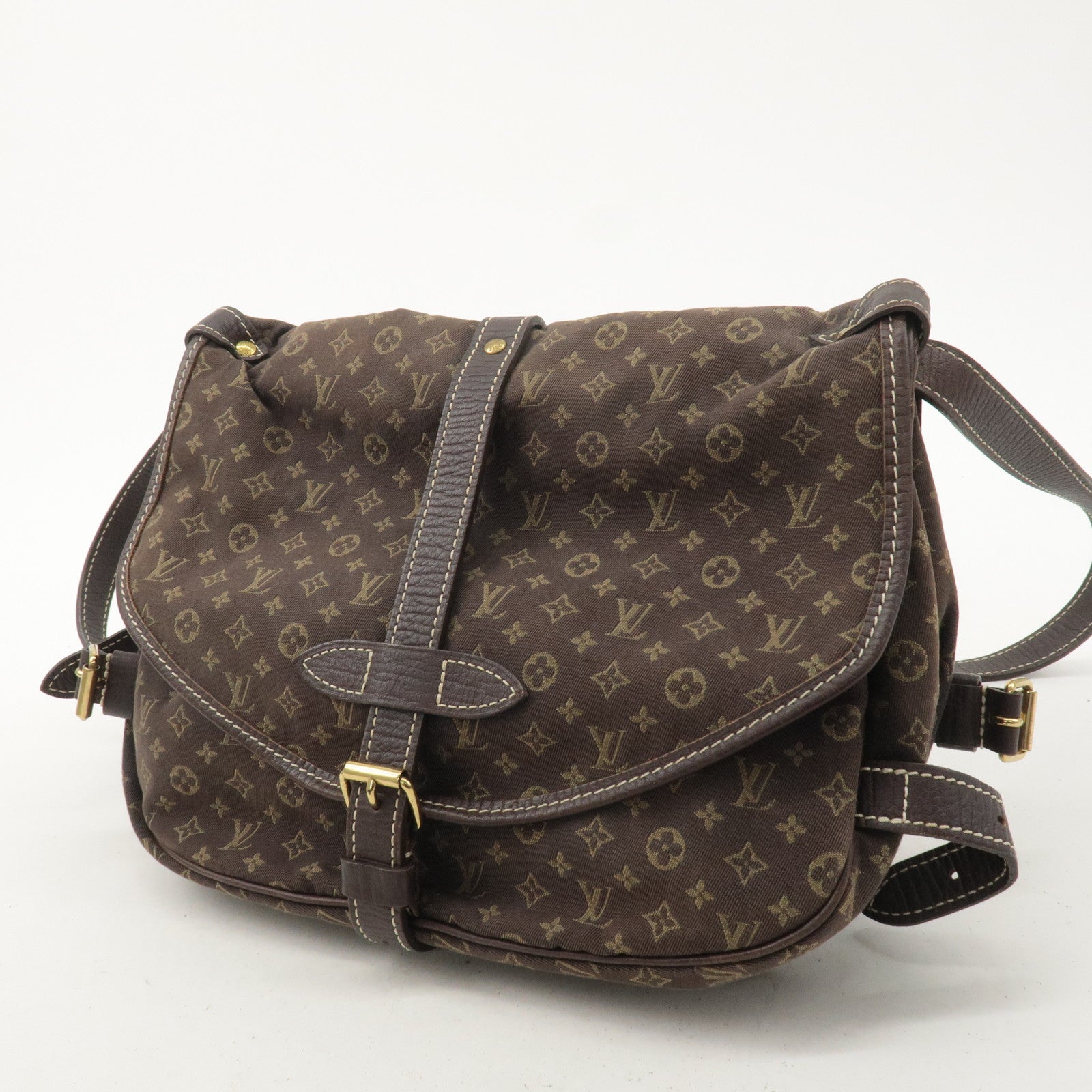 Louis Vuitton Monogram Mini Lin Saumur 30 Ebene Brown M95227