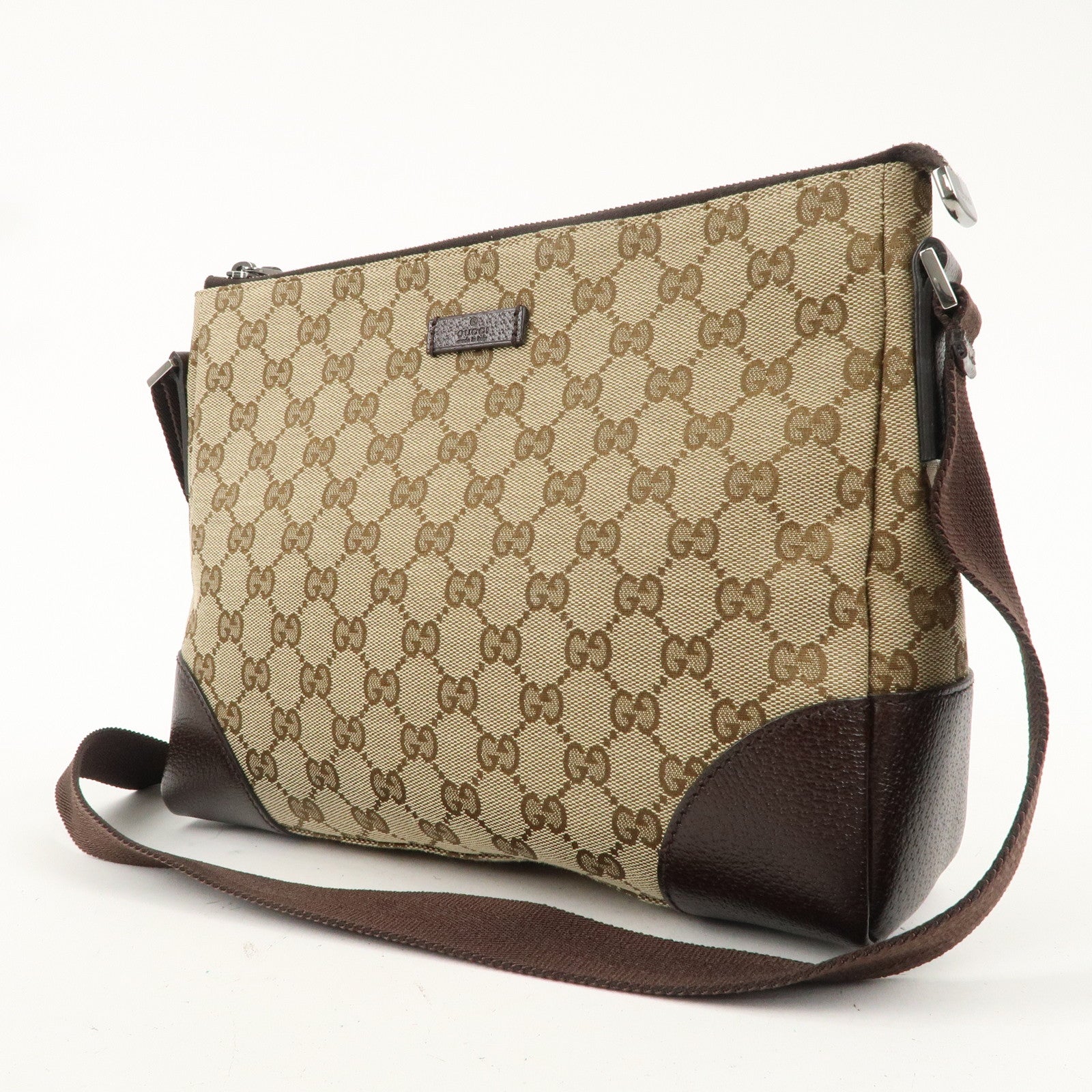 GUCCI GG Canvas Leather Shoulder Bag Crossbody Bag 114273