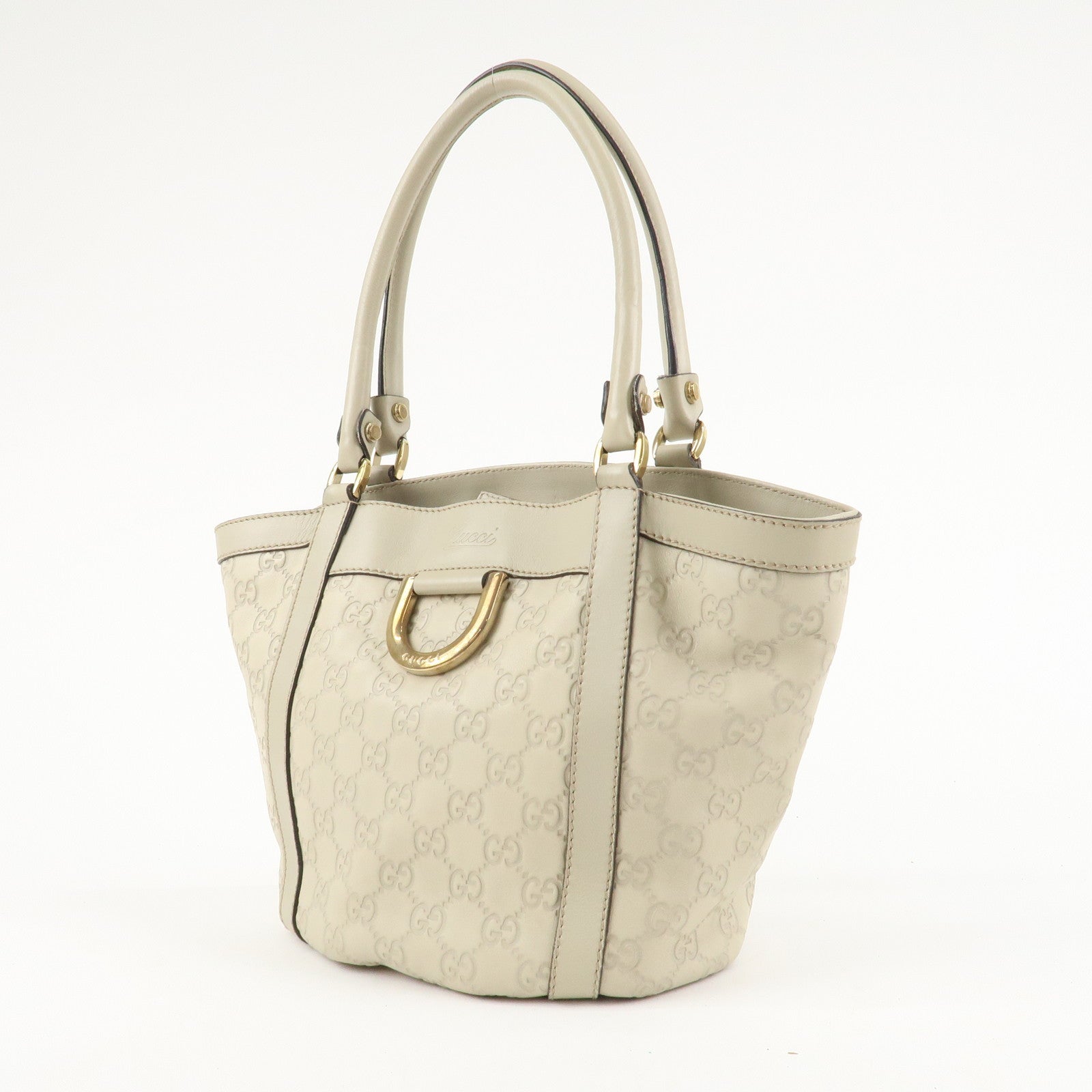 GUCCI Abbey GG Canvas Leather Shoulder Bag Ivory 211983