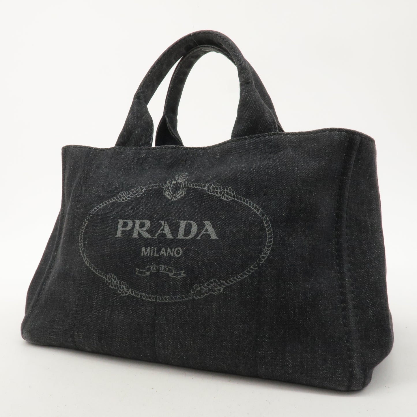 PRADA Logo Canapa Denim 2Way Bag Hand Shoulder Bag Black B2642B