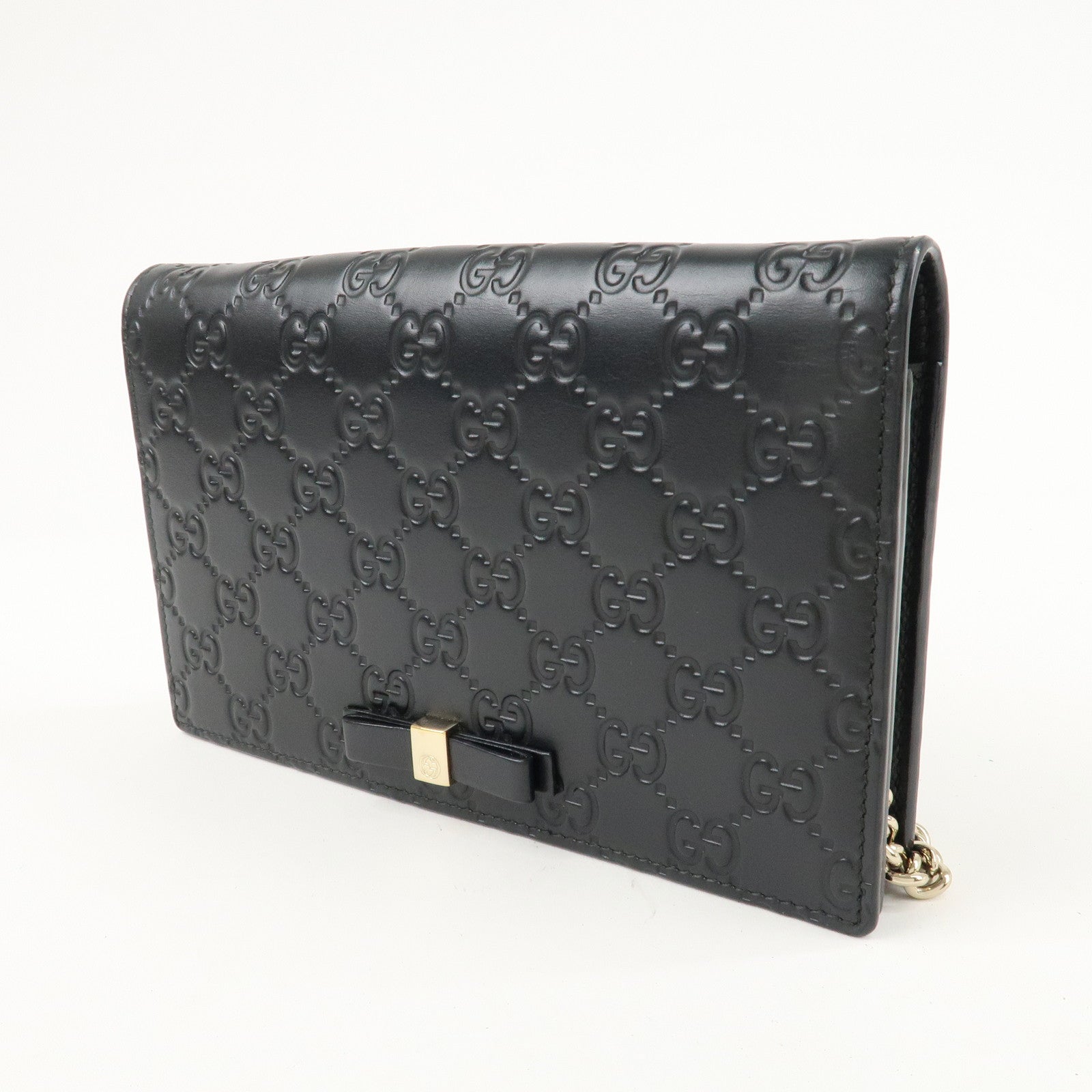 GUCCI Guccissima Leather Chain Wallet Black 431408