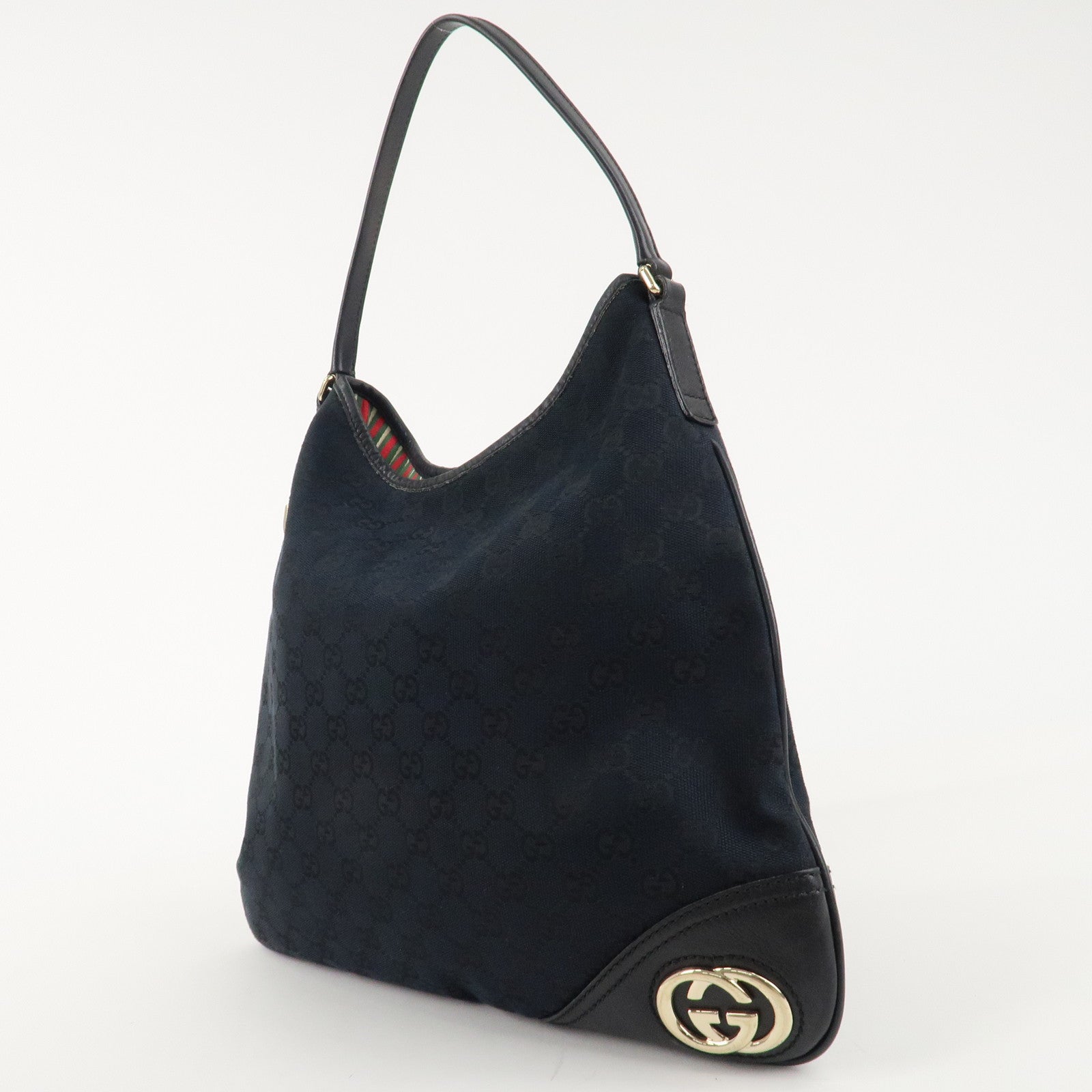 GUCCI Interlocking G Sherry GG Canvas Leather Shoulder Bag 169947