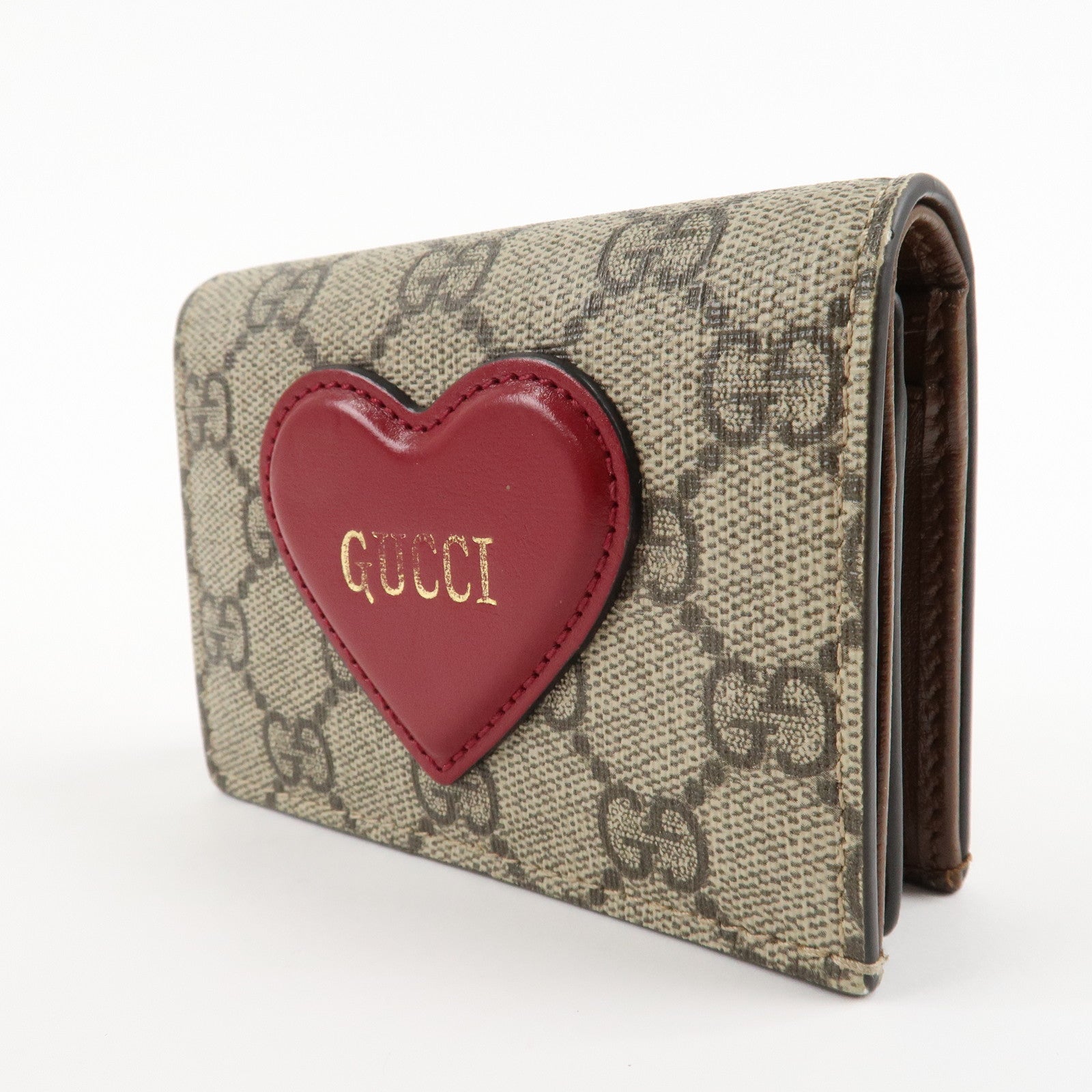 GUCCI GG Supreme Leather Heart Motif Bifold Wallet 648848