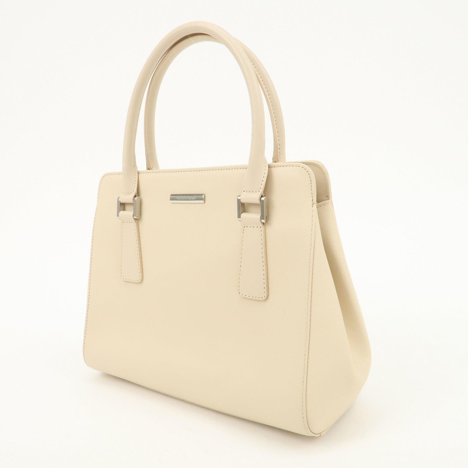BURBERRY Leather Hand Bag Beige Used