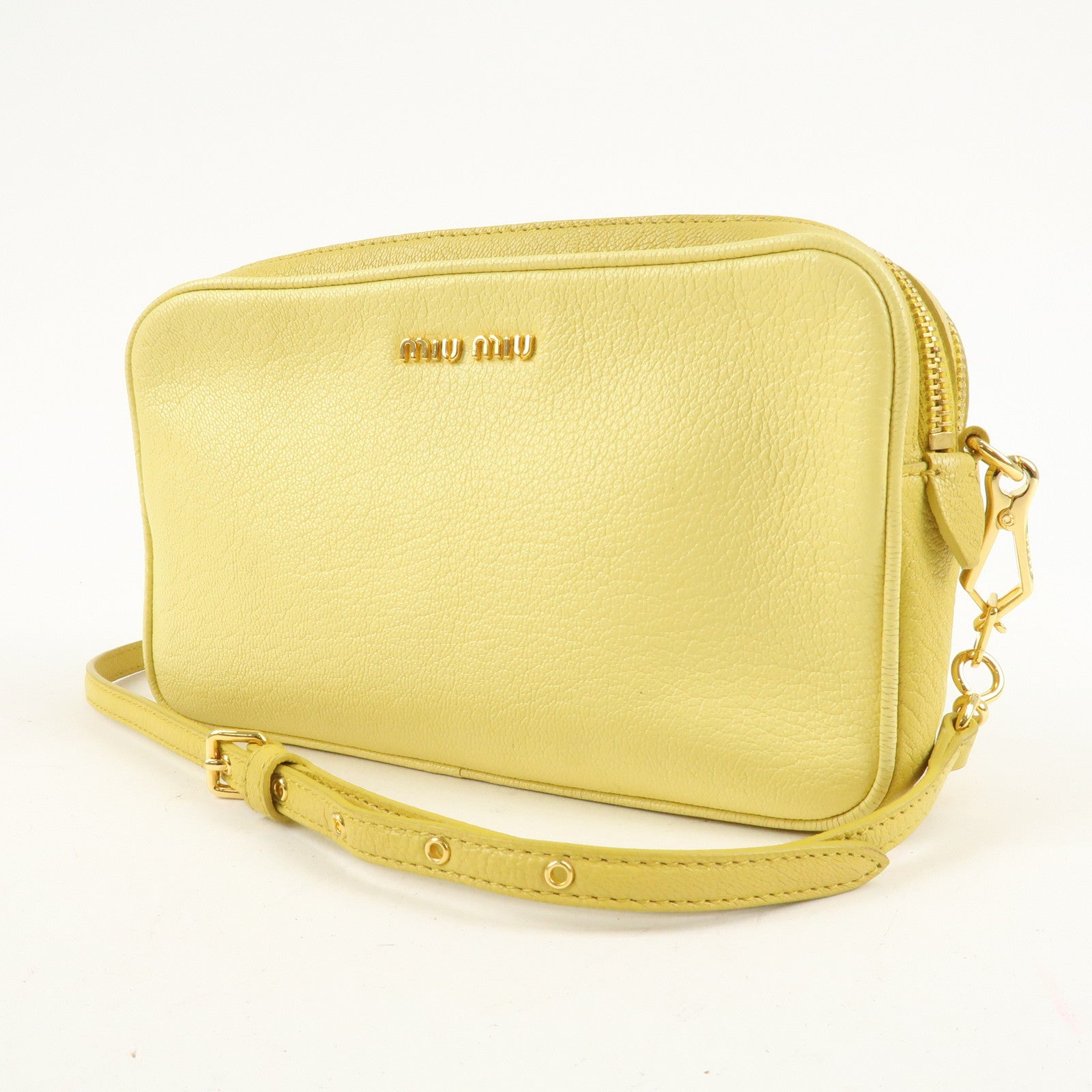 MIU MIU Leather MADRAS BICOLORE Shoulder Bag Yellow RT0539 Used