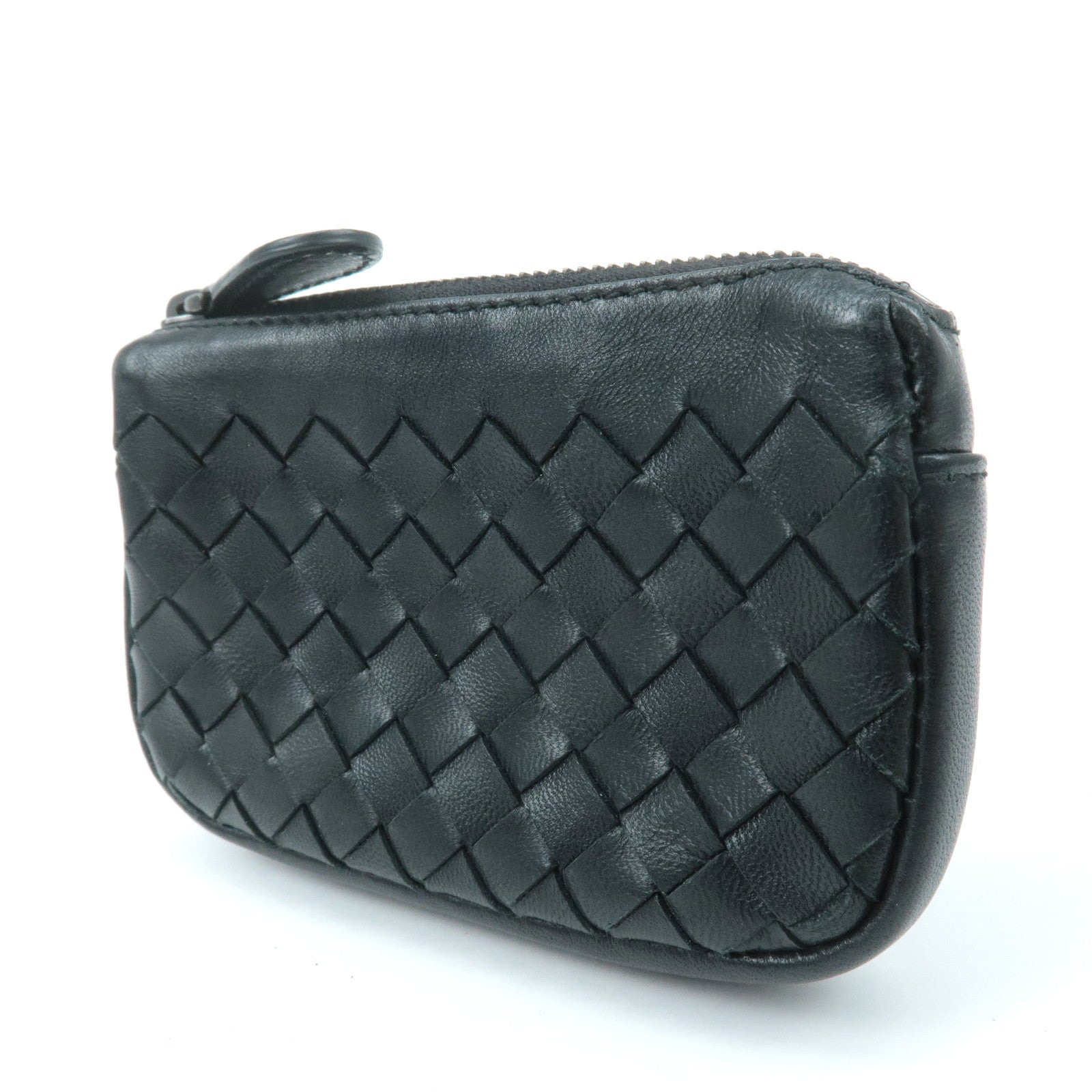 BOTTEGA VENETA Intrecciato Leather Coin Case Black 233808 Used