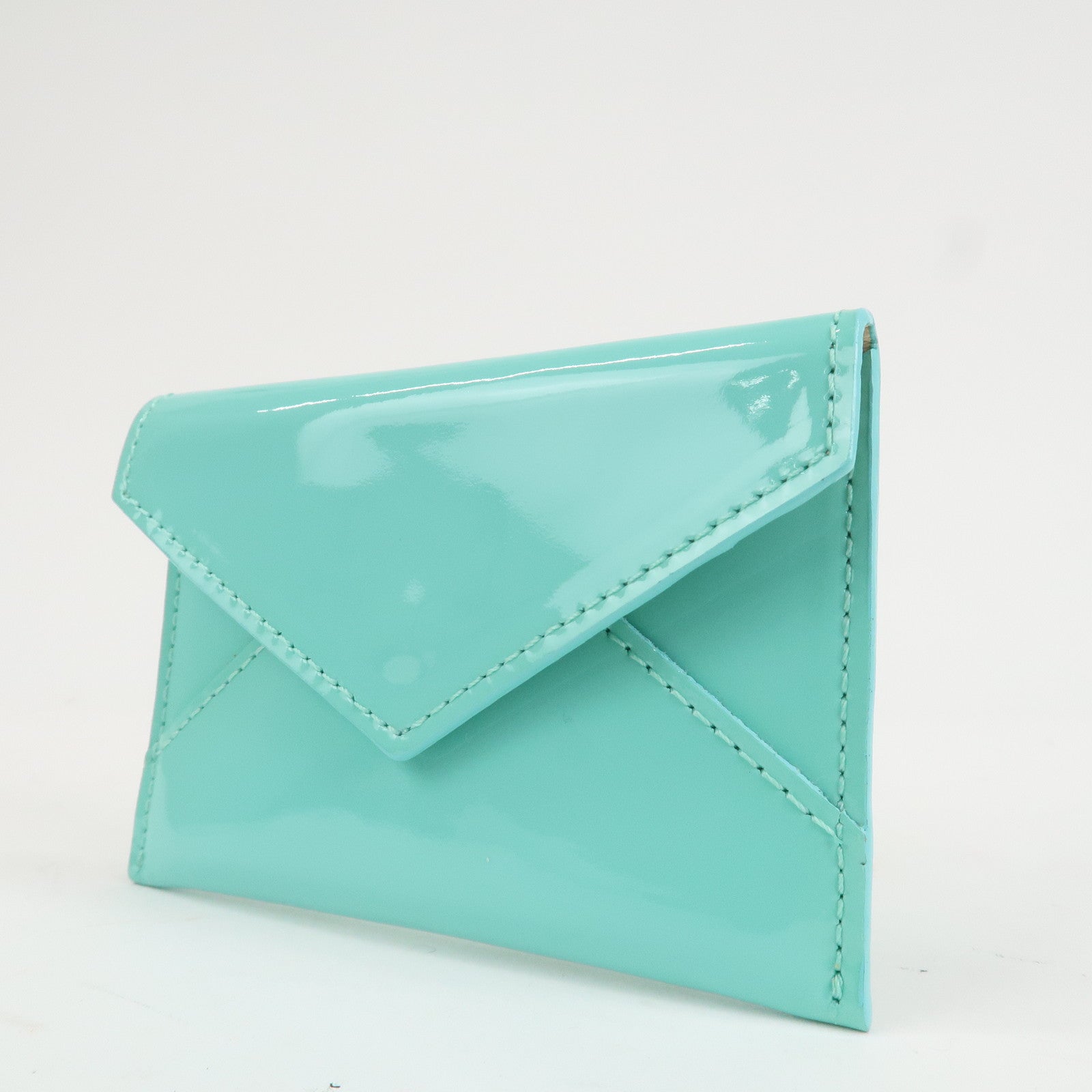 Tiffany&Co. Patent Leather Card Case Card Holder Blue Used