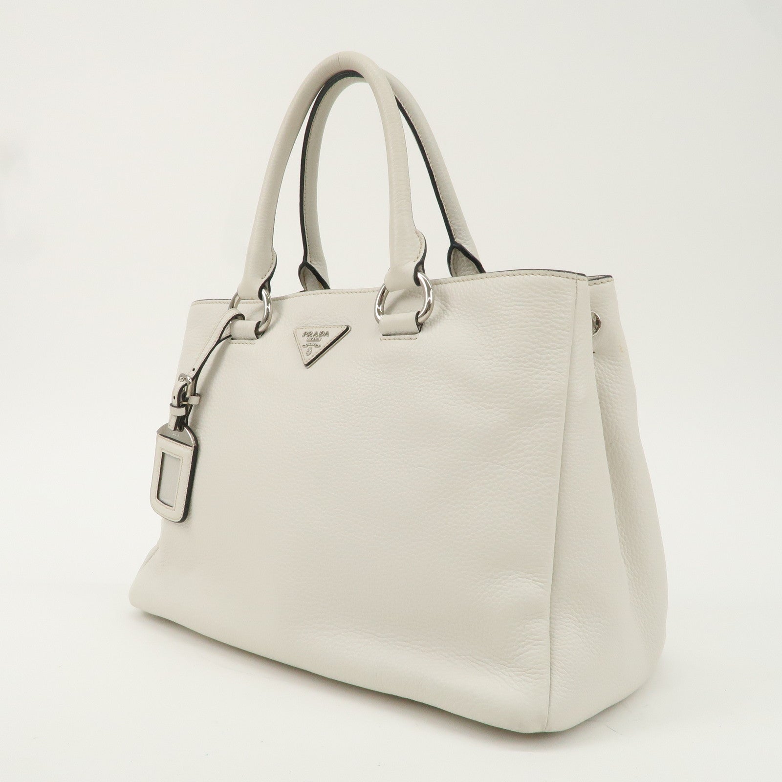 PRADA Leather Hand Bag White BN2579