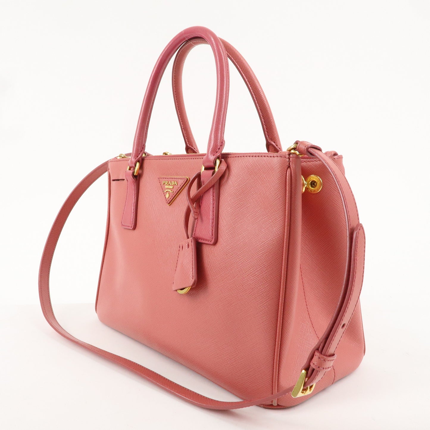 PRADA Logo Saffiano Leather 2WAY Bag Hand Bag Shoulder Bag Pink