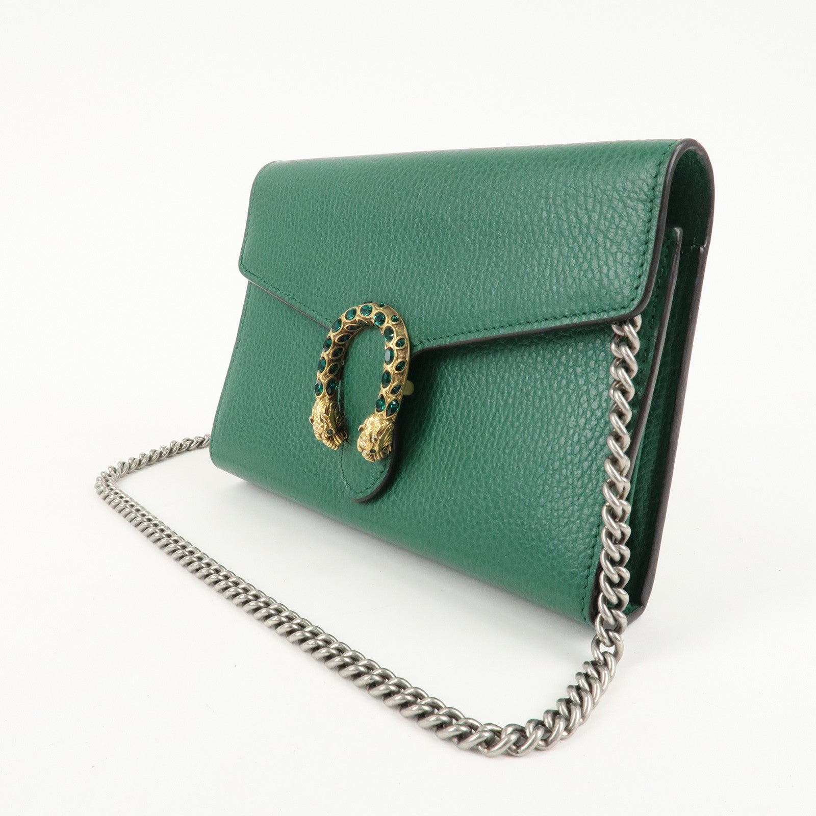 GUCCI Dionysus Leather Chain Shoulder Bag Green 401231 Used