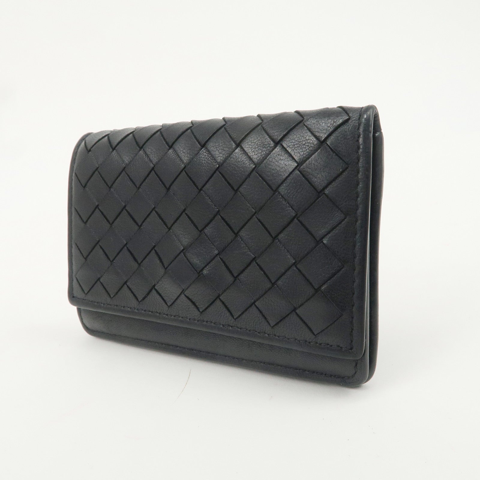 BOTTEGA VENETA Intrecciato Leather Card Case ID Case Black