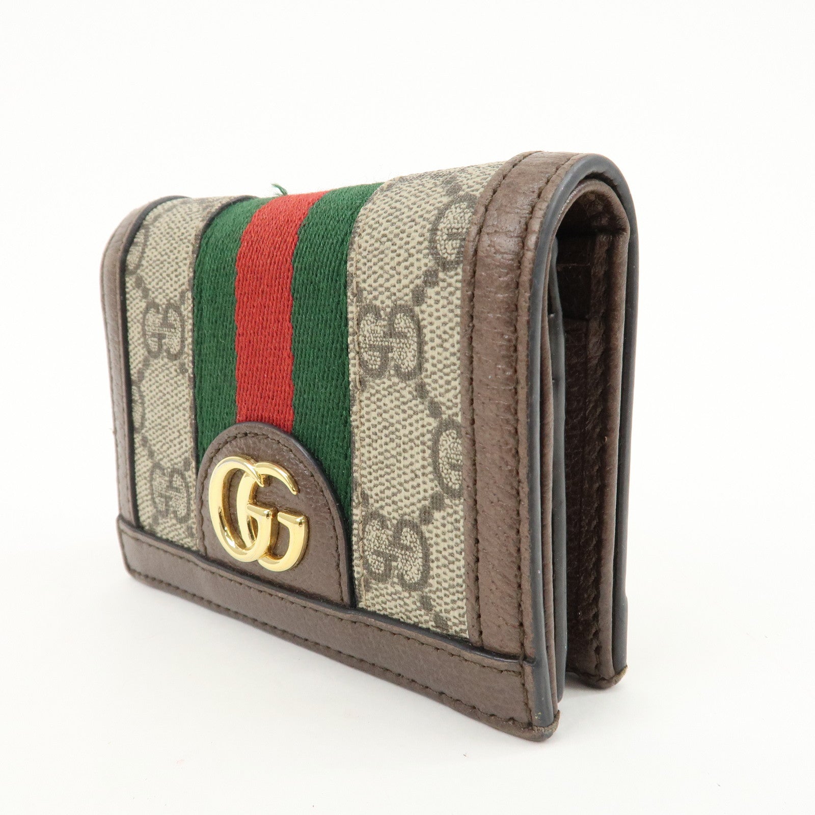 GUCCI Ophidia Sherry GG Supreme Leather Compact Wallet 523155