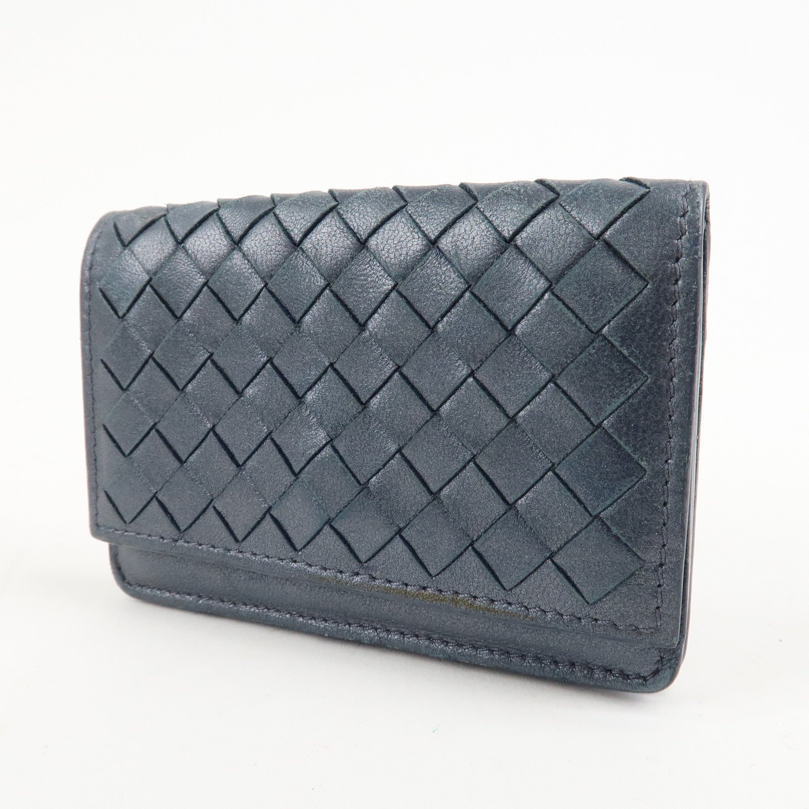 BOTTEGA VENETA Intrecciato Leather Card Case Gray 133945