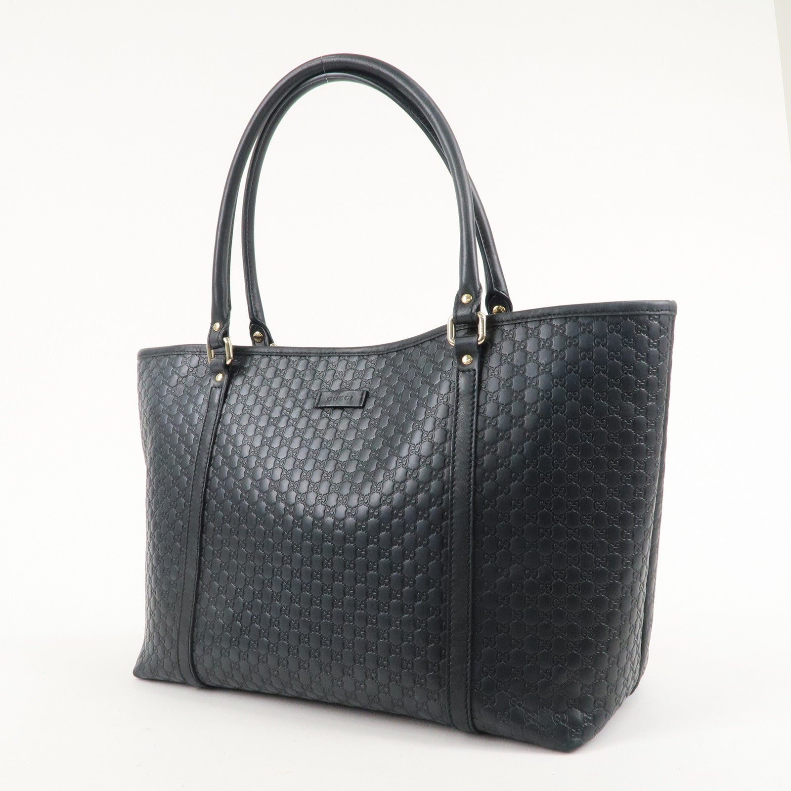 GUCCI Micro Guccissima Leather Tote Bag Black 449647