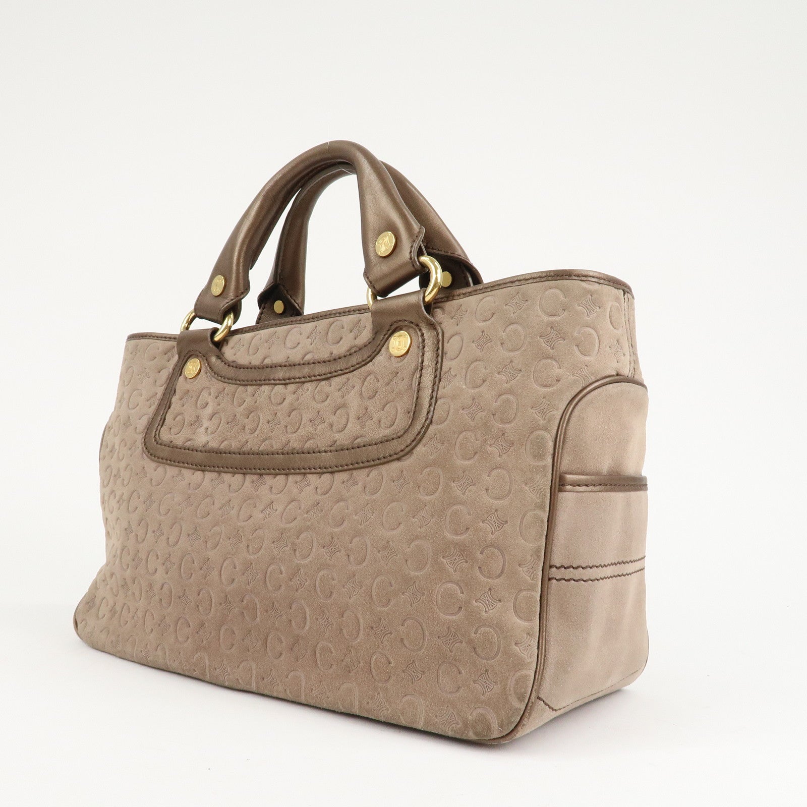 CELINE C Macadam Suede Boogie Bag Hand Bag Tote Bag Beige Used