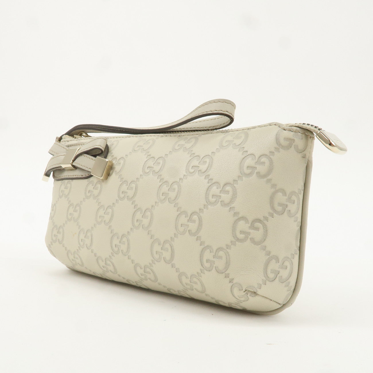 GUCCI Princy Guccissima Leather Pouch Ivory 162846 Gold HDW