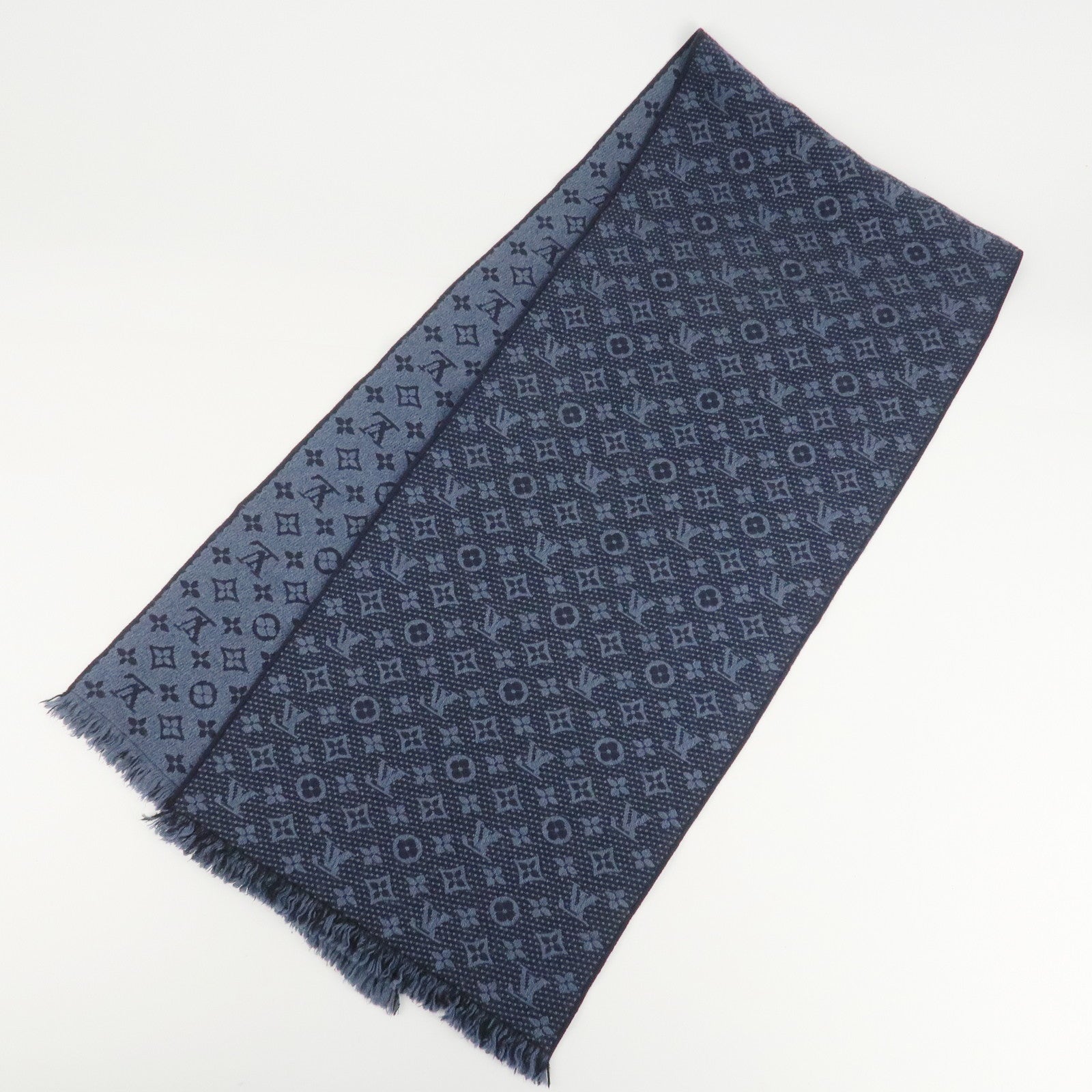 Louis Vuitton Monogram Escharpe Logo Classic Scarf Gray M78525