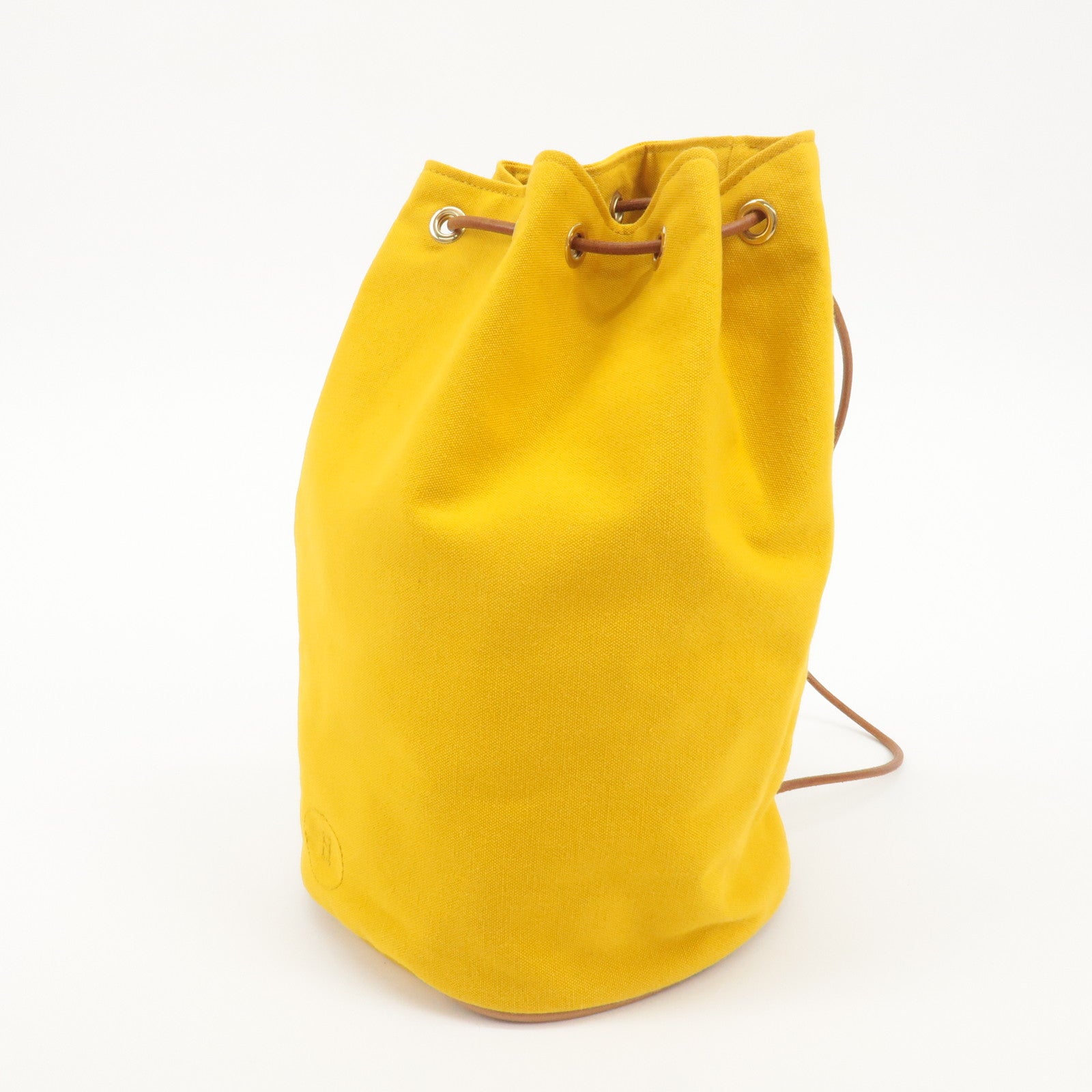 HERMES Canvas Leather Porochon Mimil PM Shoulder Bag Yellow