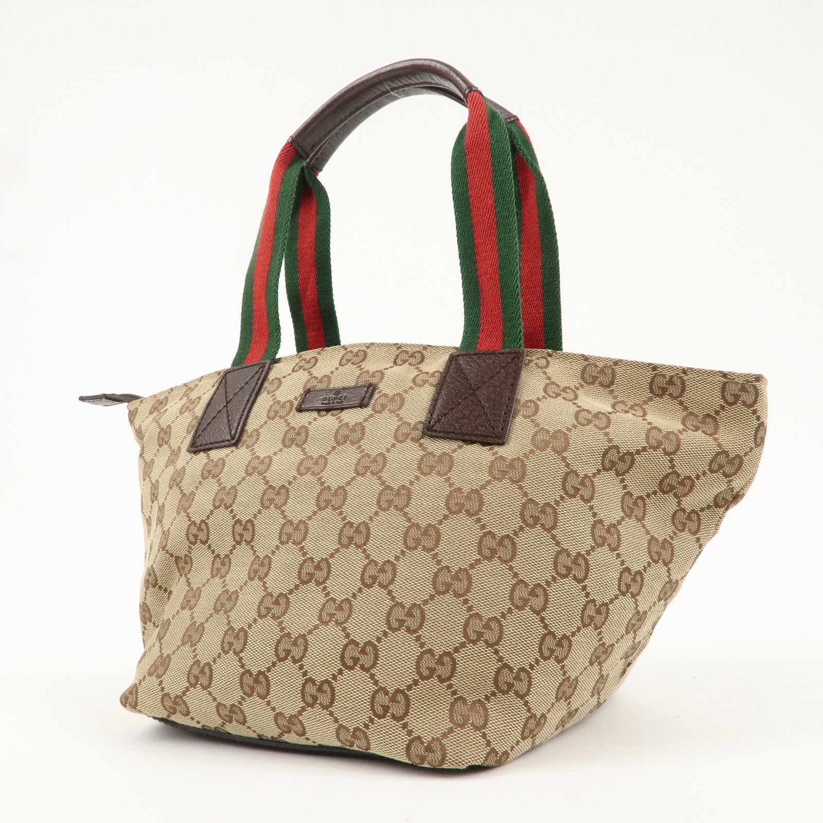 GUCCI Sherry GG Canvas Leather Tote Bag Beige Brown 131228