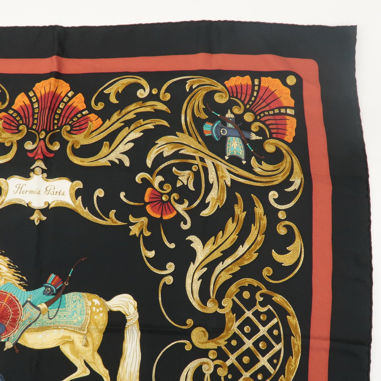 HERMES-Carre90-100%-Silk-Scarf-Cheval-Turc-Turkish-Horse-Black – dct-ep ...