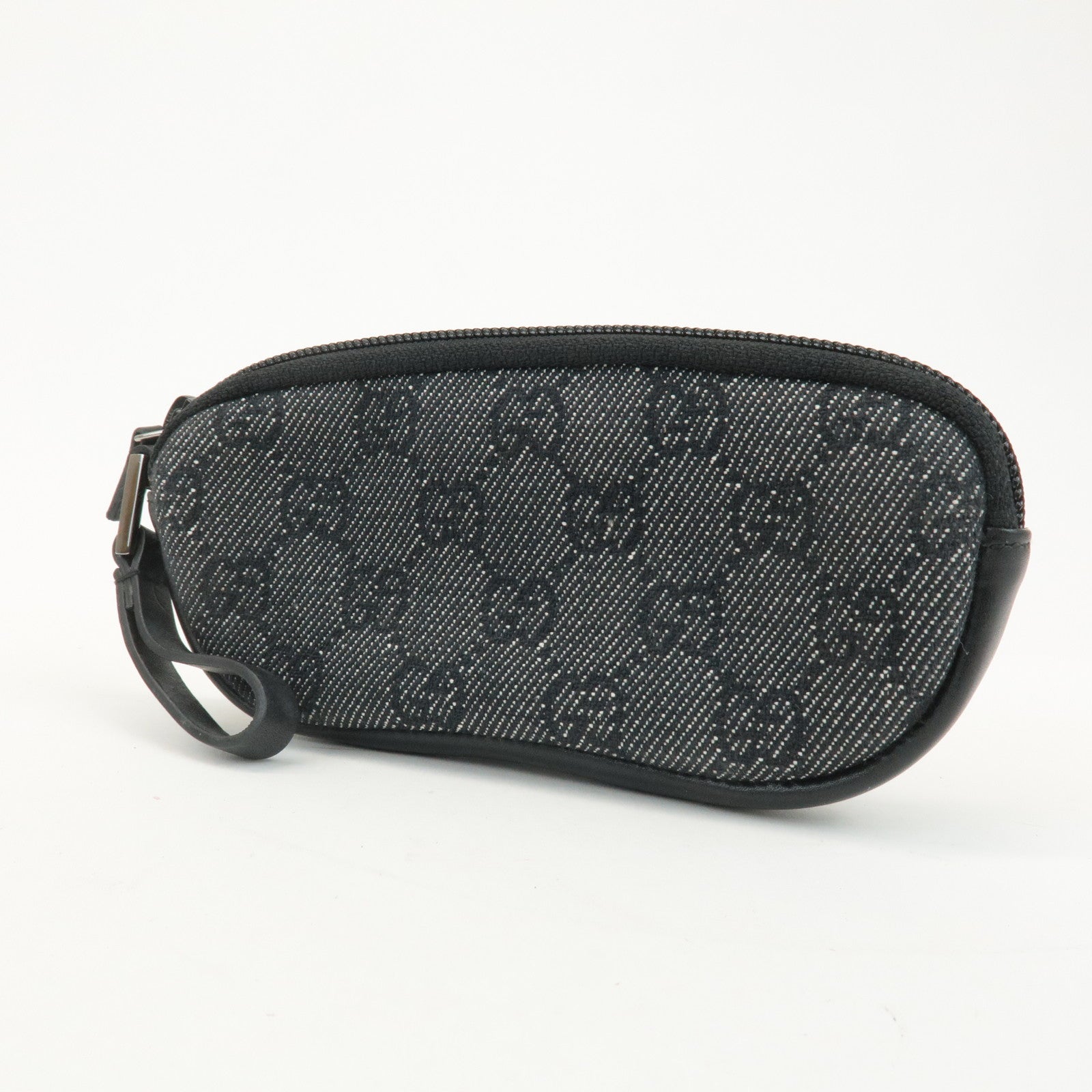 GUCCI GG Denim Leather Pouch Glasses Case Black 3970