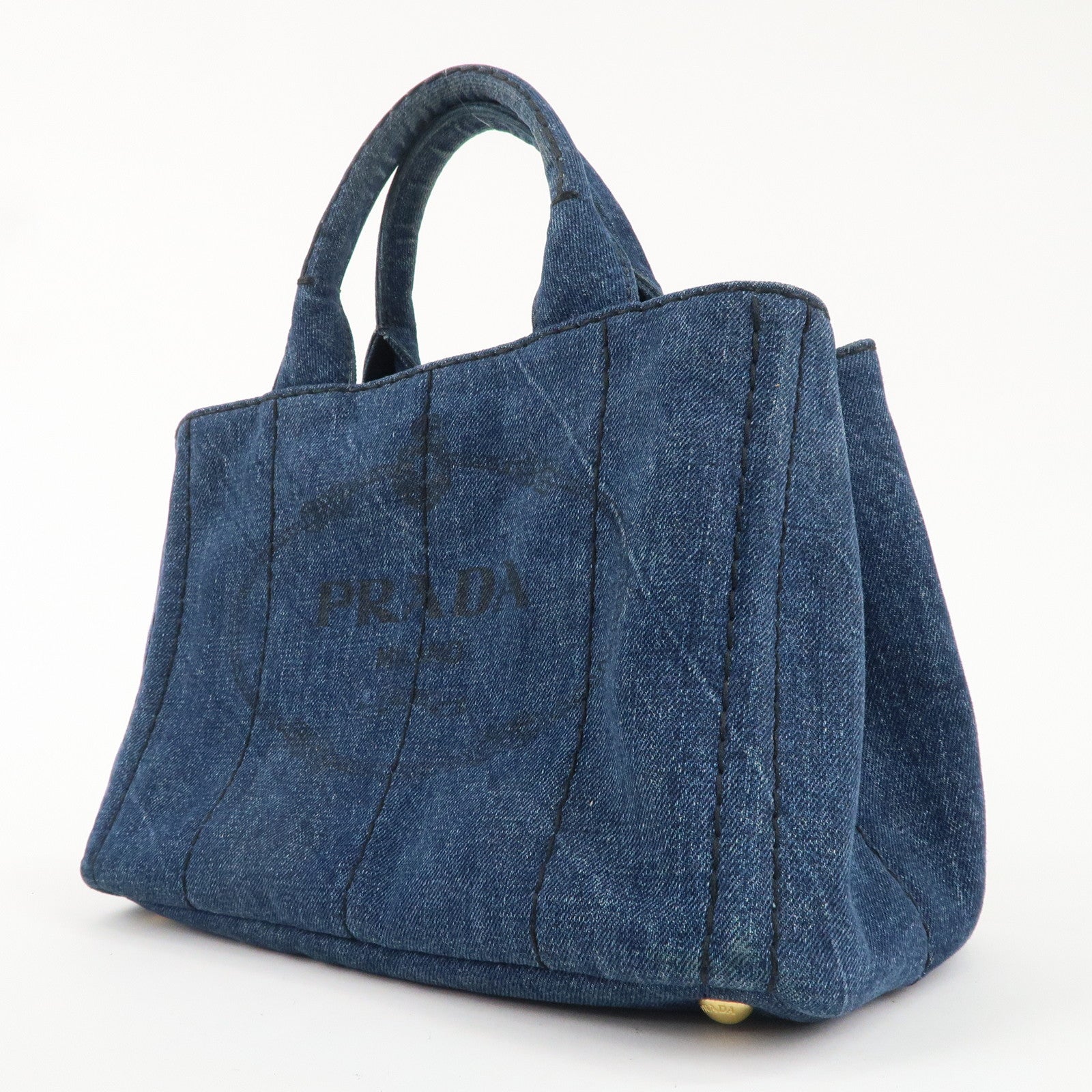 PRADA Canapa Mini Canvas 2Way Bag Hand Bag Blue B2439G