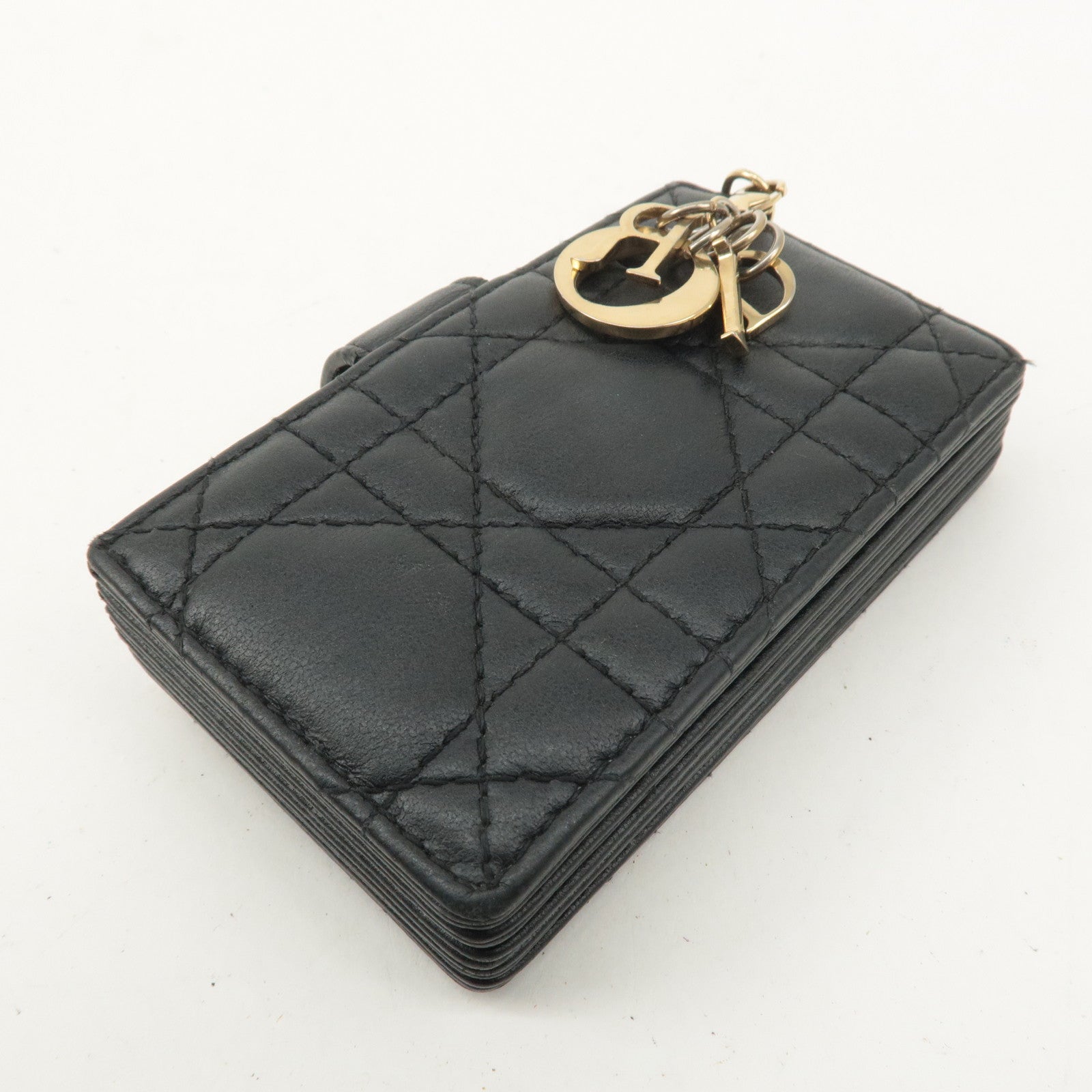 Christian Dior Cannage Lady Dior Leather Card Case Black